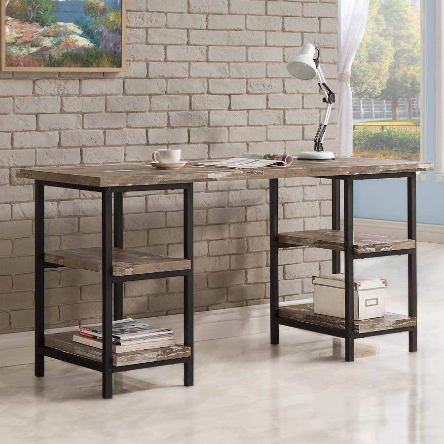 Kemper - 4-Shelf Writing Desk - Weathered Brown - Best Buy Furniture