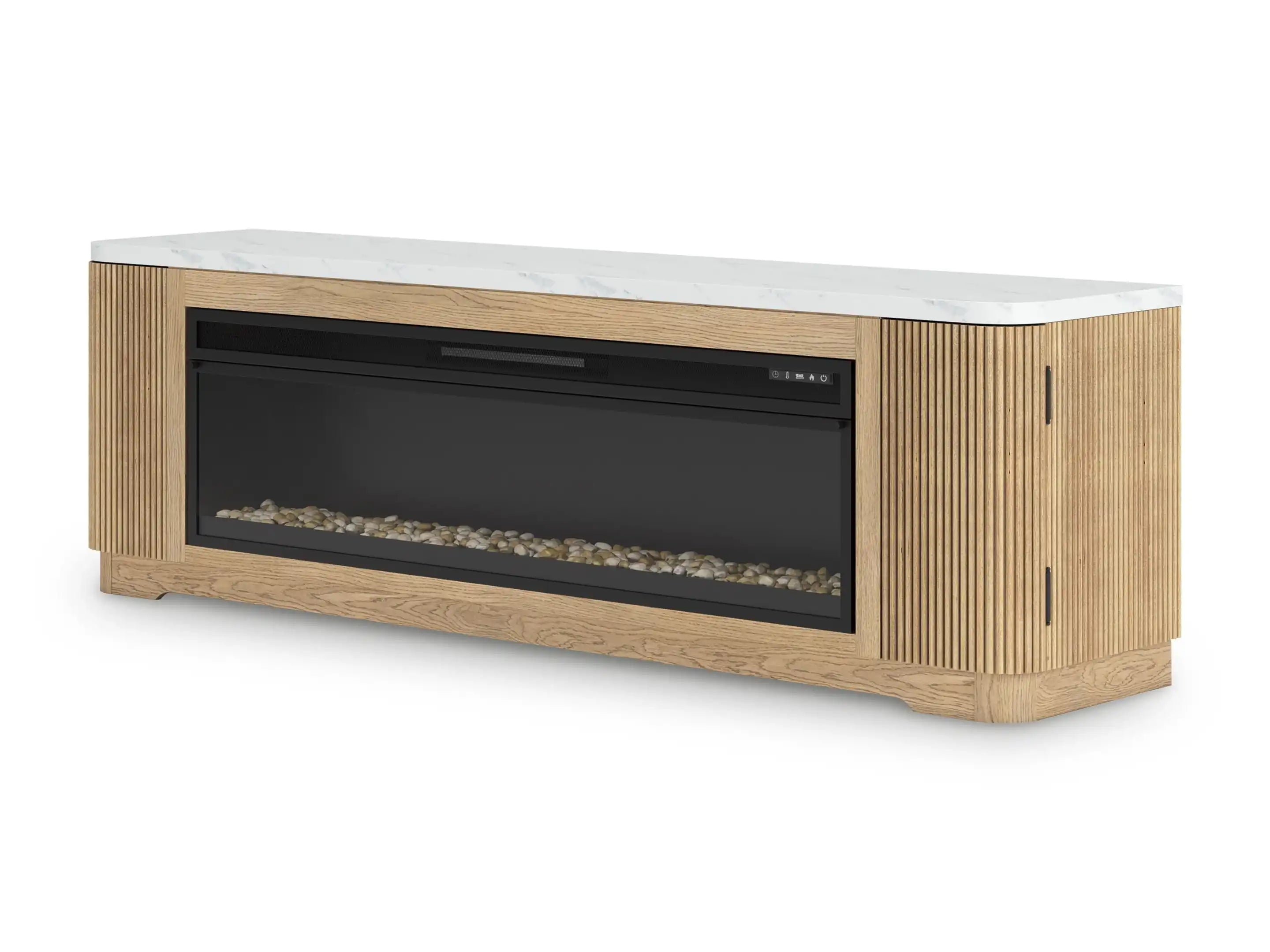 Camdill - 80" TV Stand With Electric Fireplace - Light Brown - Best Buy Furniture
