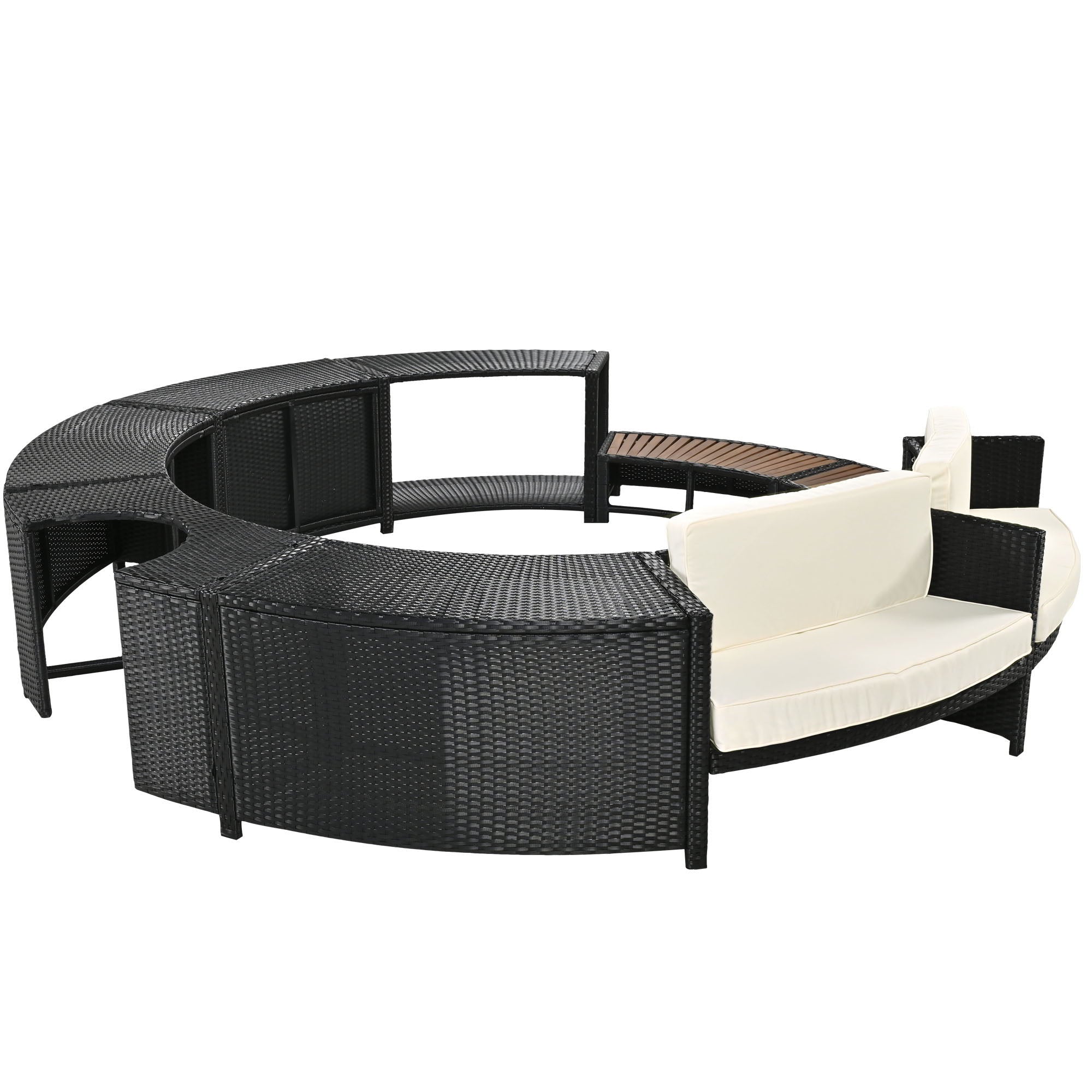Spa Surround Spa Frame Patio Rattan Sofa Set With Storage Spaces, Mini Sofa And Comfortable Cushion For Patio, Backyard - Best Buy Furniture