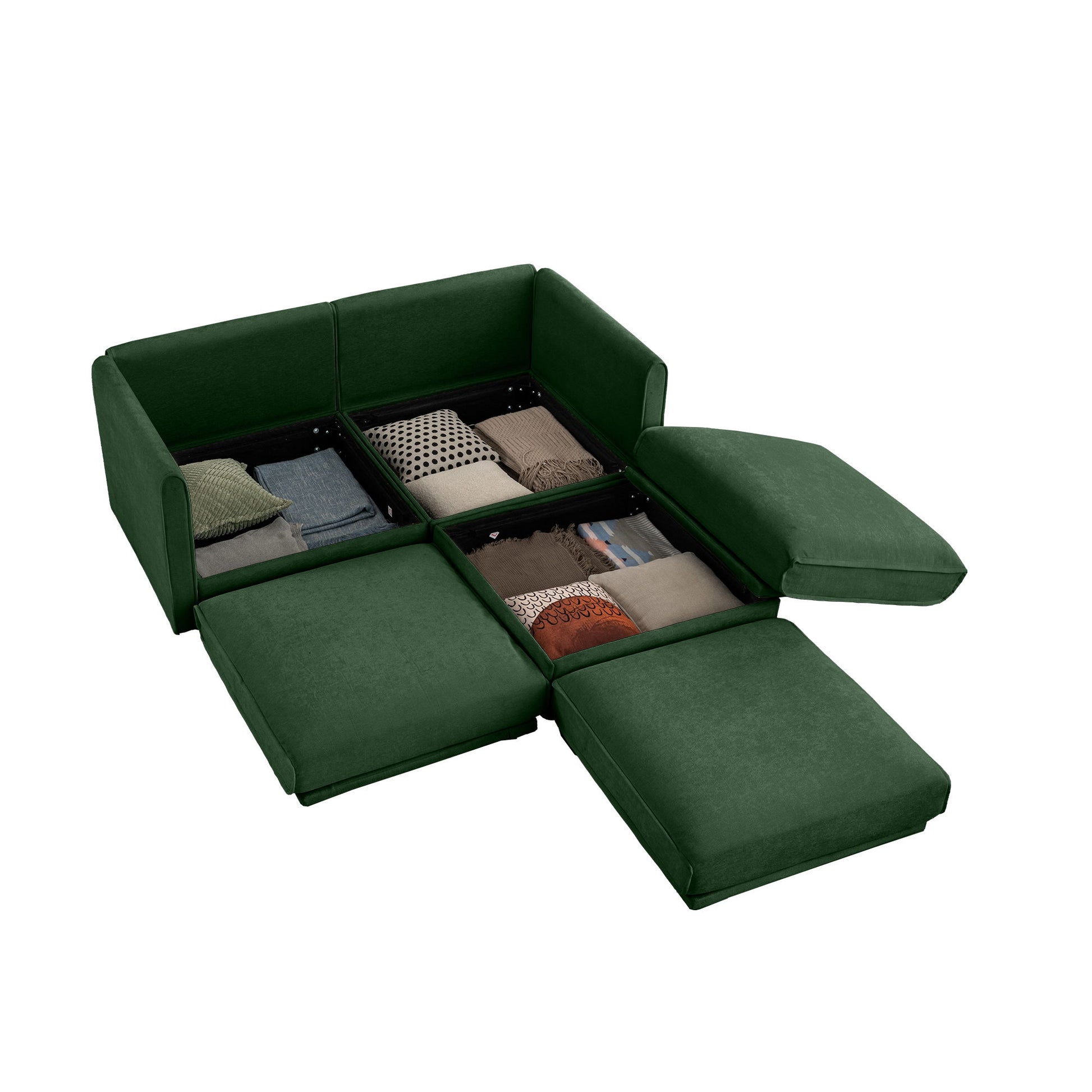 Contemporary Elegant White Chenille Sofa With Storage And Ottoman - Best Buy Furniture