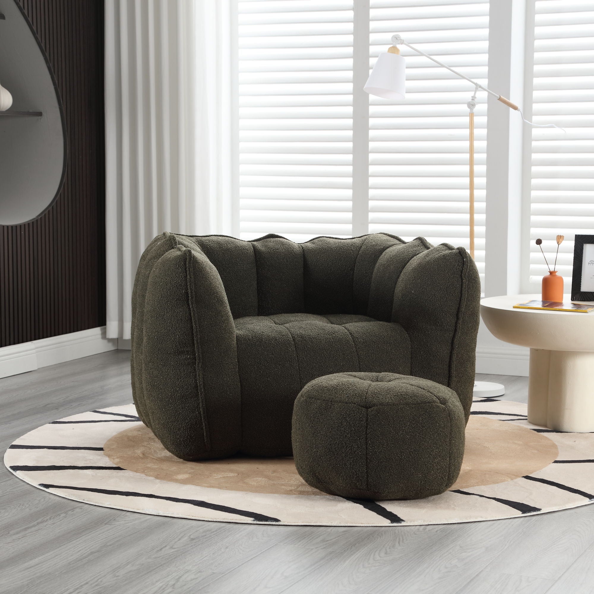Soft Chenille Bean Bag Chair With High Resilient Foam