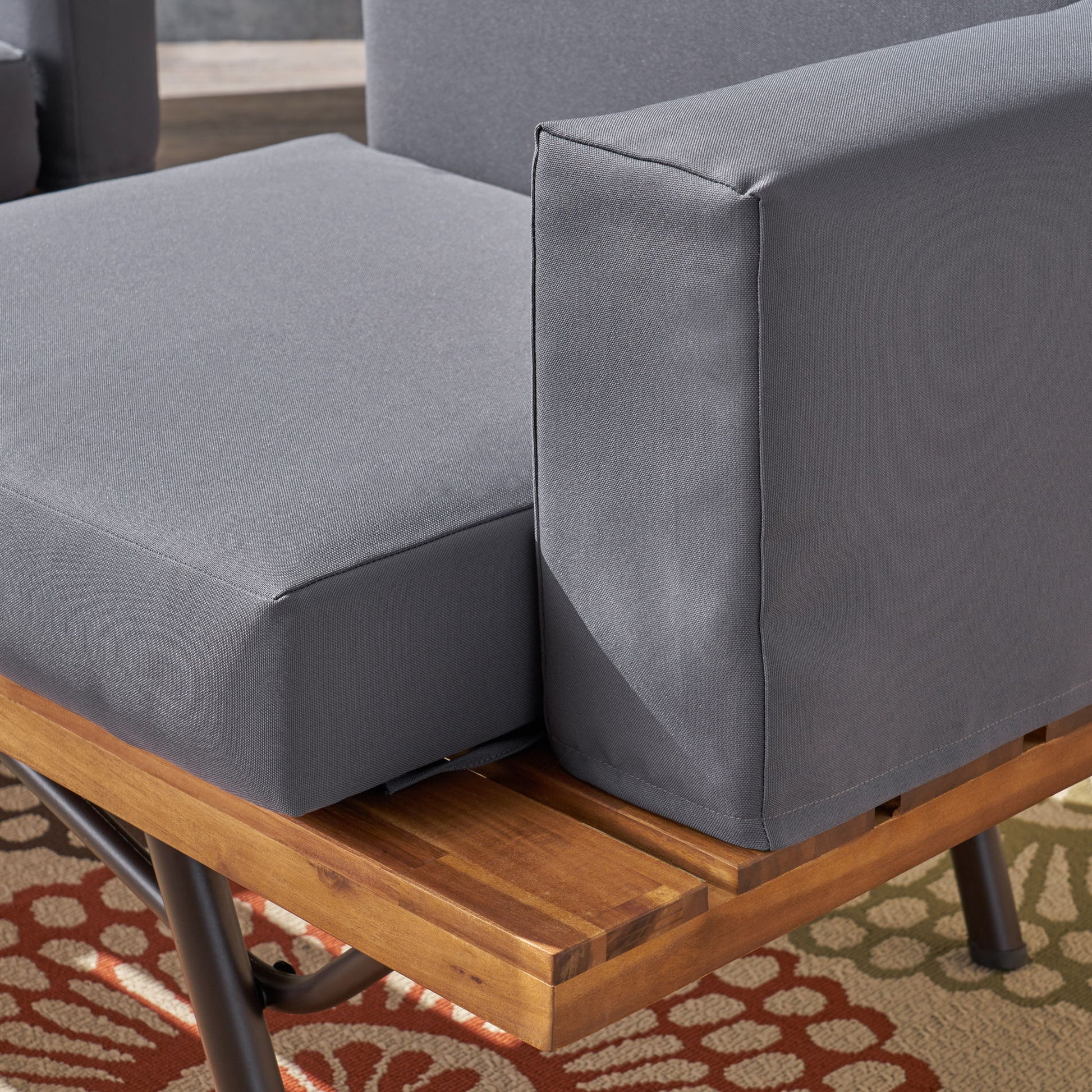 Outdoor Sofa With Cushions And Iron Legs - Dark Gray - Best Buy Furniture