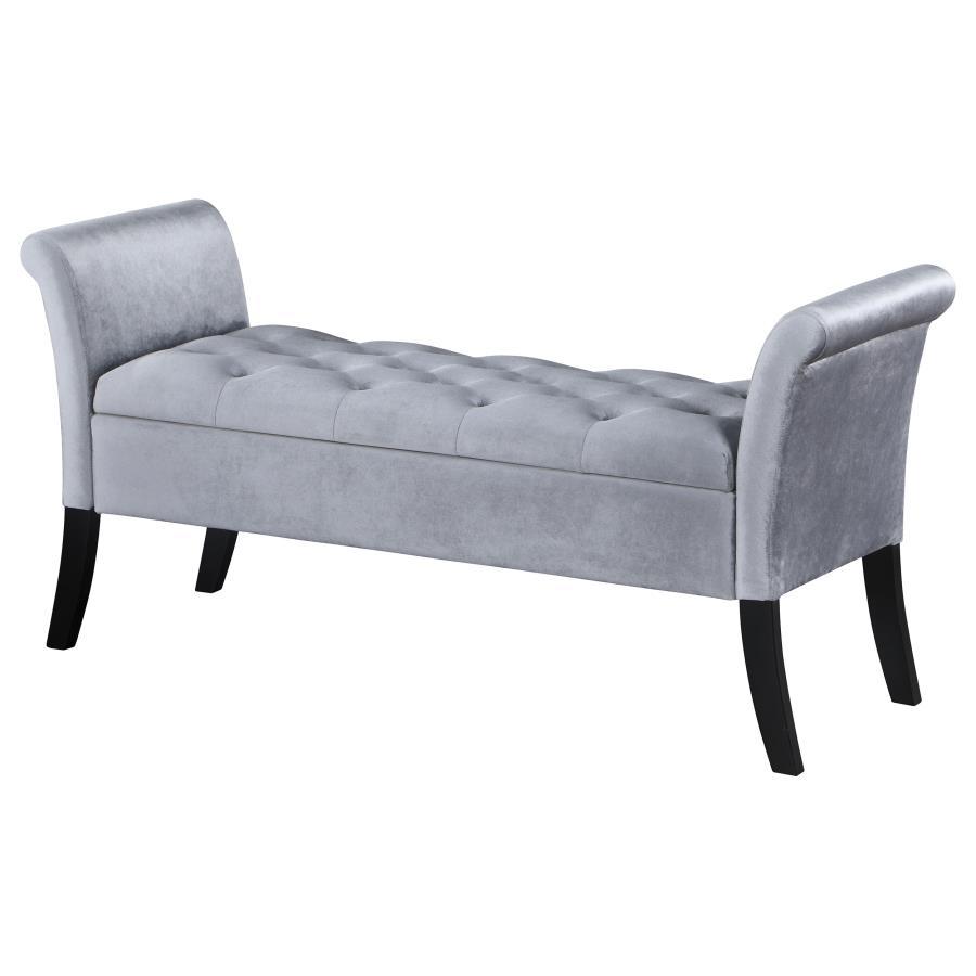 Farrah - Velvet Upholstered Rolled Arm Storage Bench - Best Buy Furniture