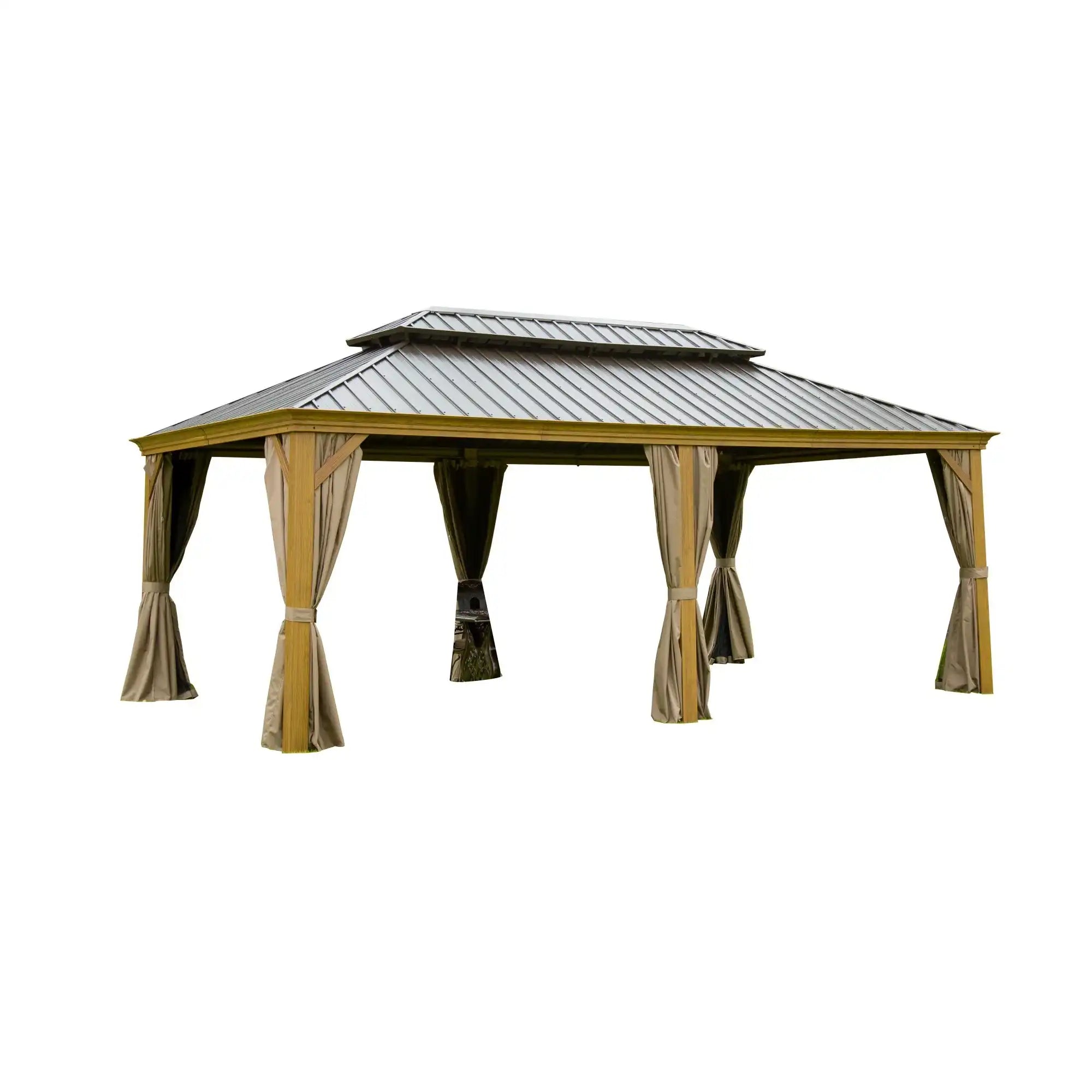 12'x20' Aluminum Hardtop Gazebo, Outdoor Patio with Double Canopy - Best Buy Furniture