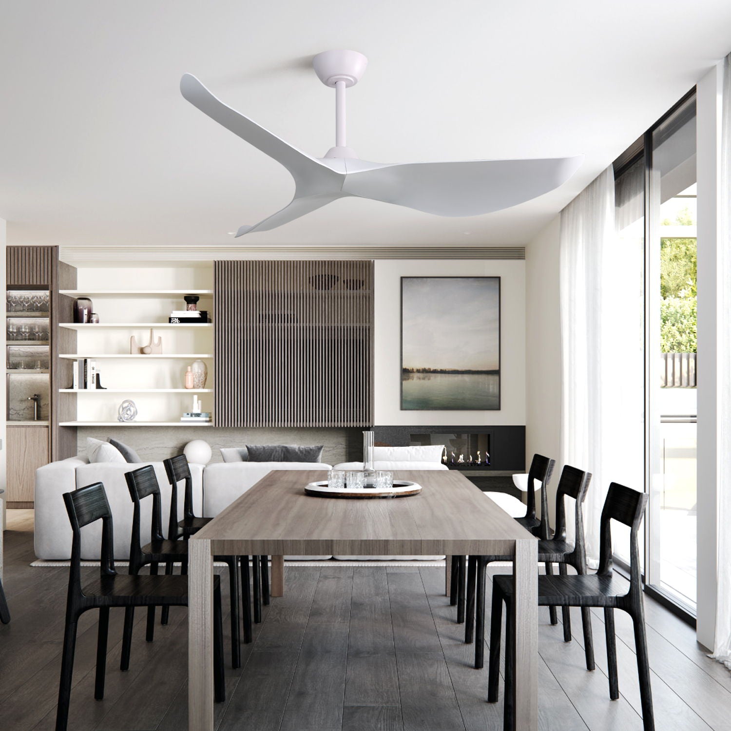 Indoor Ceiling Fan Without Light, 6 Speeds Reversible DC Motor, 3 ABS Blade Ceiling Fan White For Bedroom - White - Best Buy Furniture