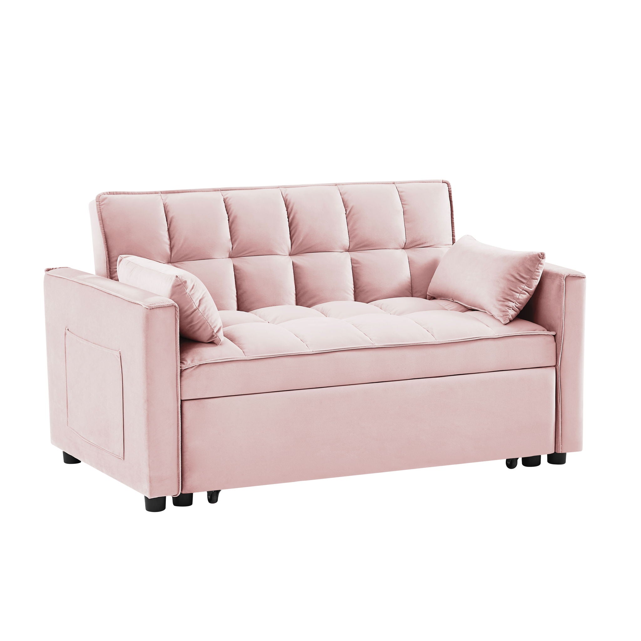 Modern Velvet Convertible Loveseat Futon Sofa With Pullout Bed, Reclining Backrest - Best Buy Furniture