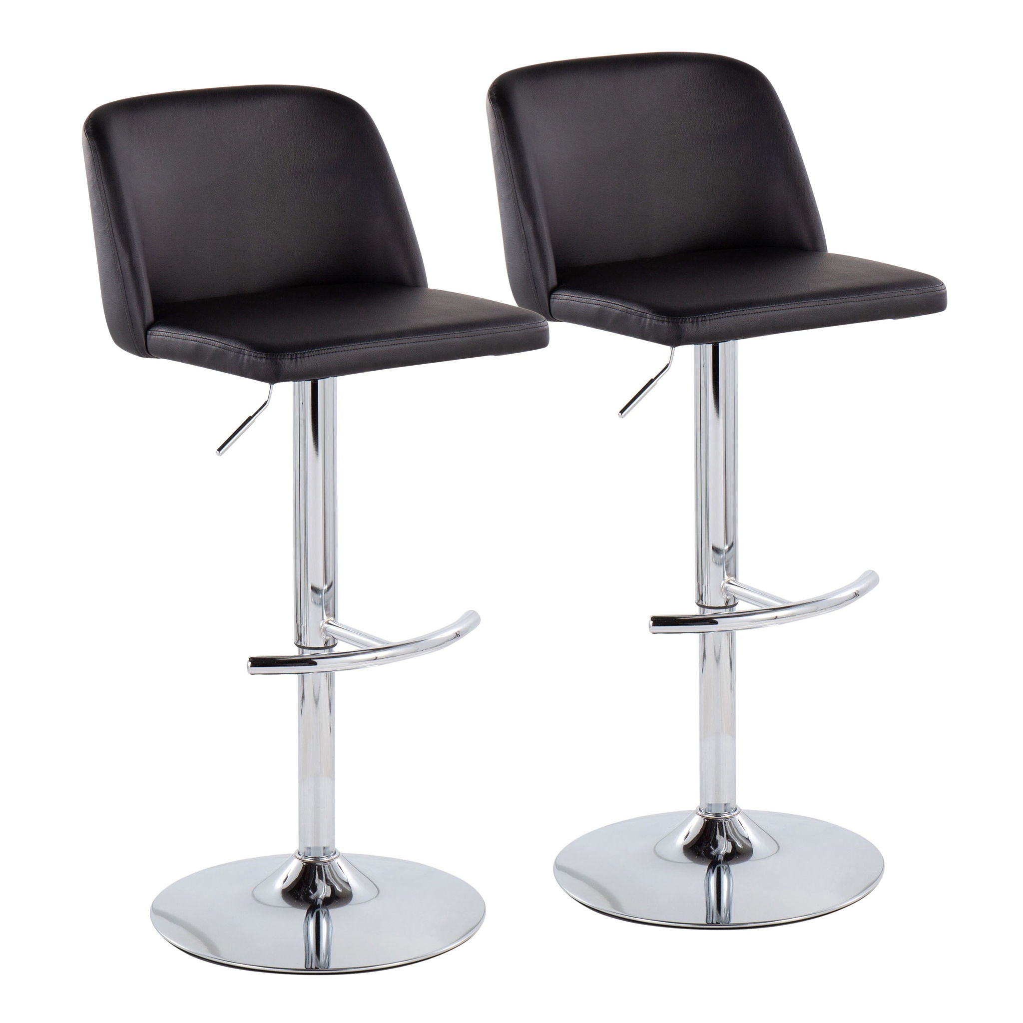 Toriano - Contemporary Adjustable Barstool With Swivel & Rounded T Footrest (Set of 2) - Best Buy Furniture