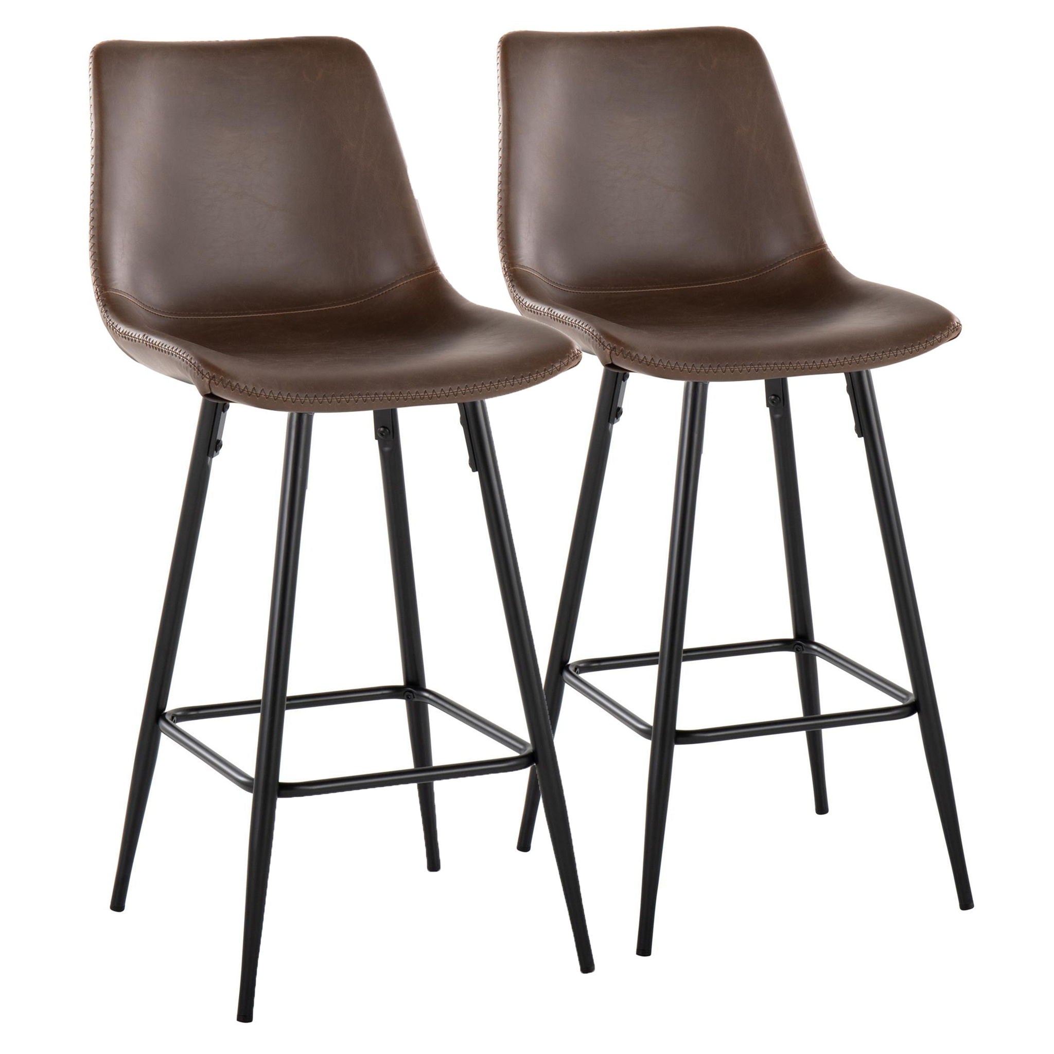 Durango - Industrial / Urban Fixed Height Counter Stool Square Footrest (Set of 2) - Black / Espresso - Best Buy Furniture
