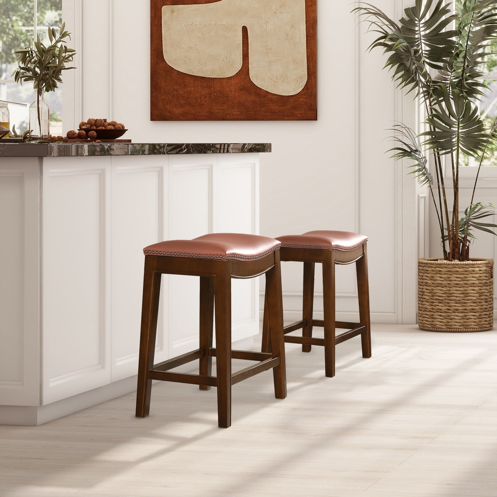 Barlow - Backless Saddle Counter Stool - Brown - Best Buy Furniture