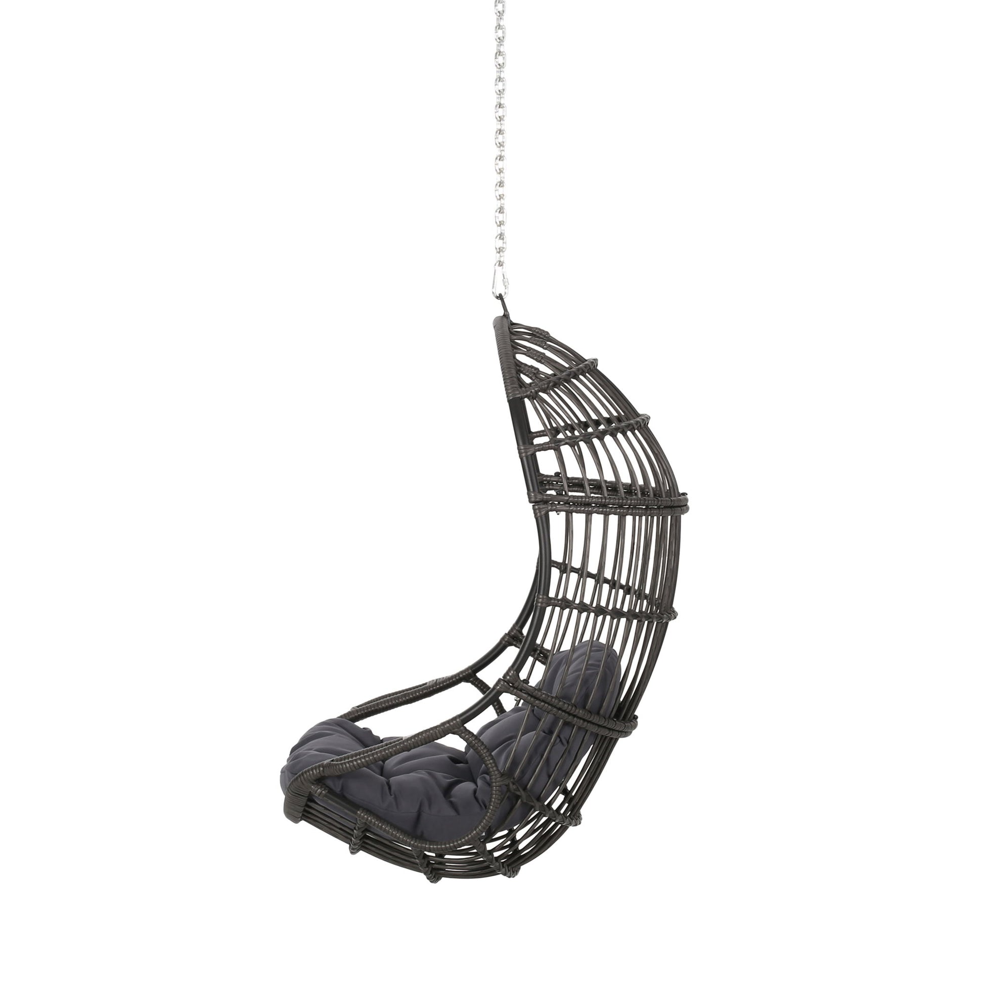 Rustic Hanging Basket Chair With Cushion - Best Buy Furniture