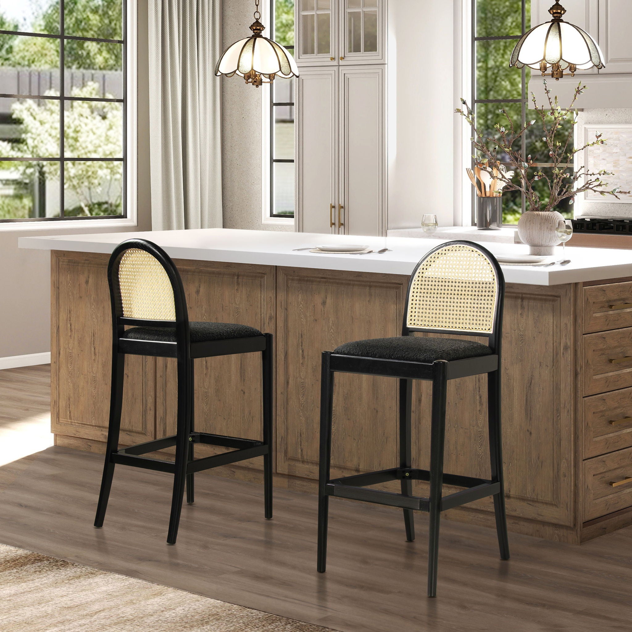 Panama - Curved Back Cane Bar Stool (Set of 2) - Best Buy Furniture