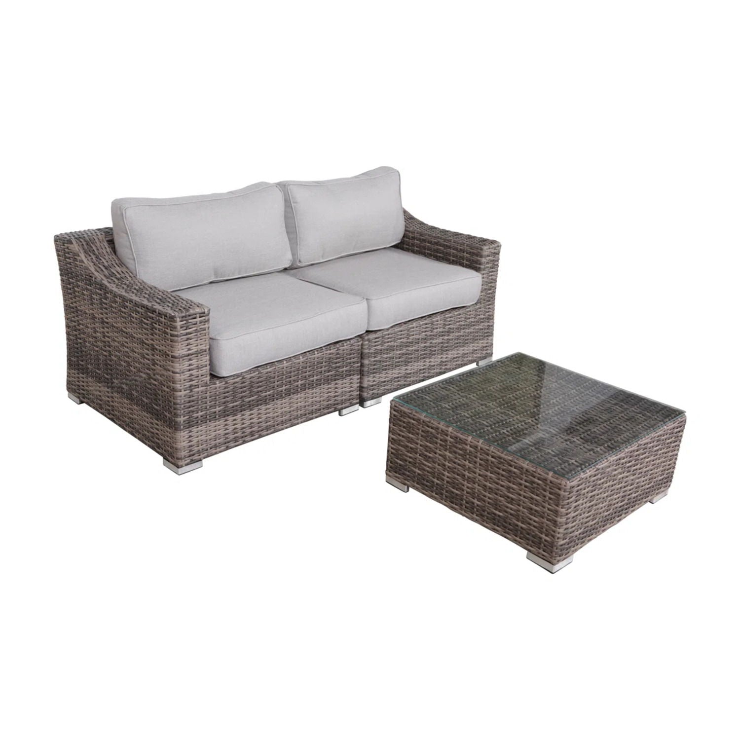 Outdoor Wicker Conversation Set With Cushions, All Weather - Best Buy Furniture