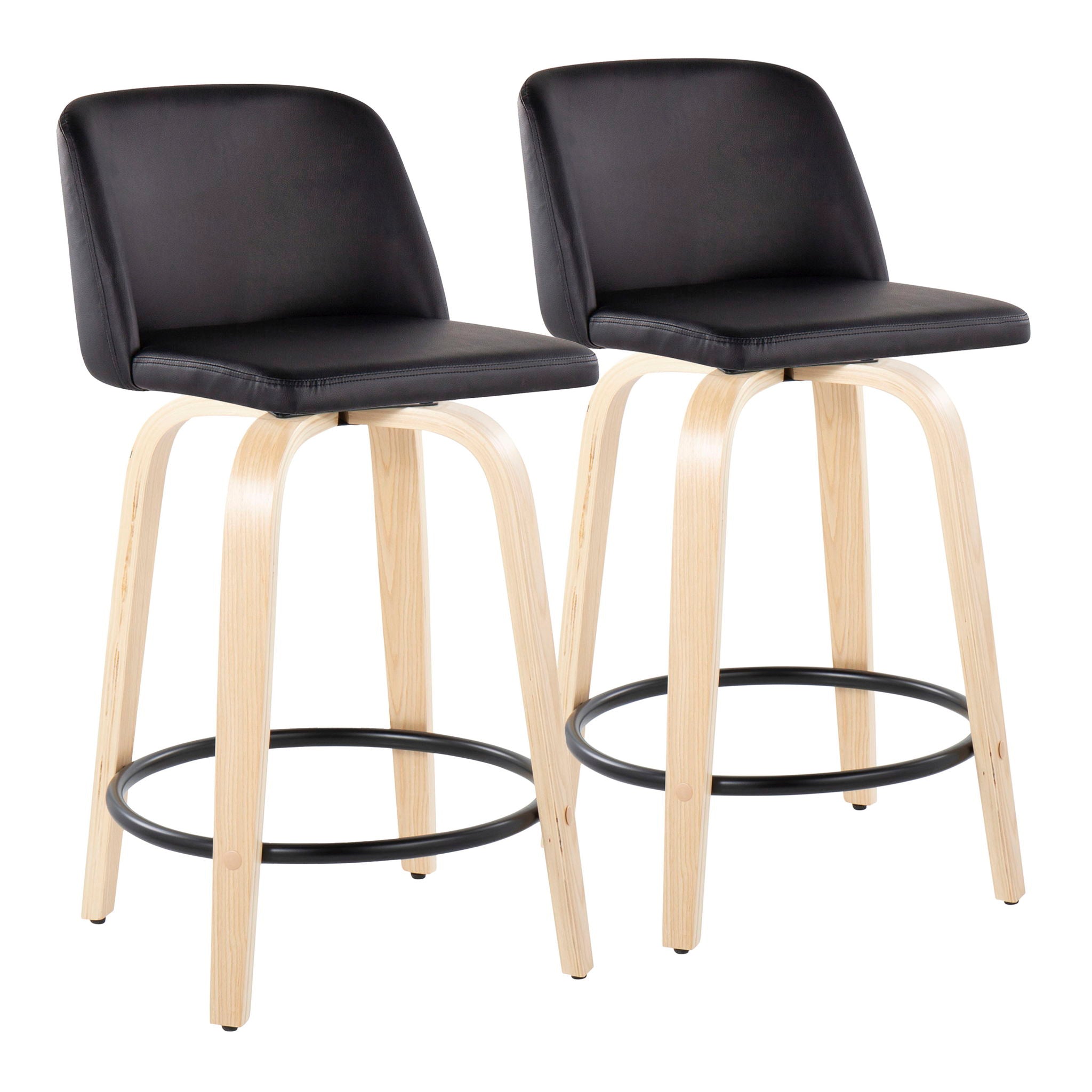 Toriano - Contemporary, Fixed Height Counter Stool With Swivel And Round Footrest (Set of 2) - Best Buy Furniture