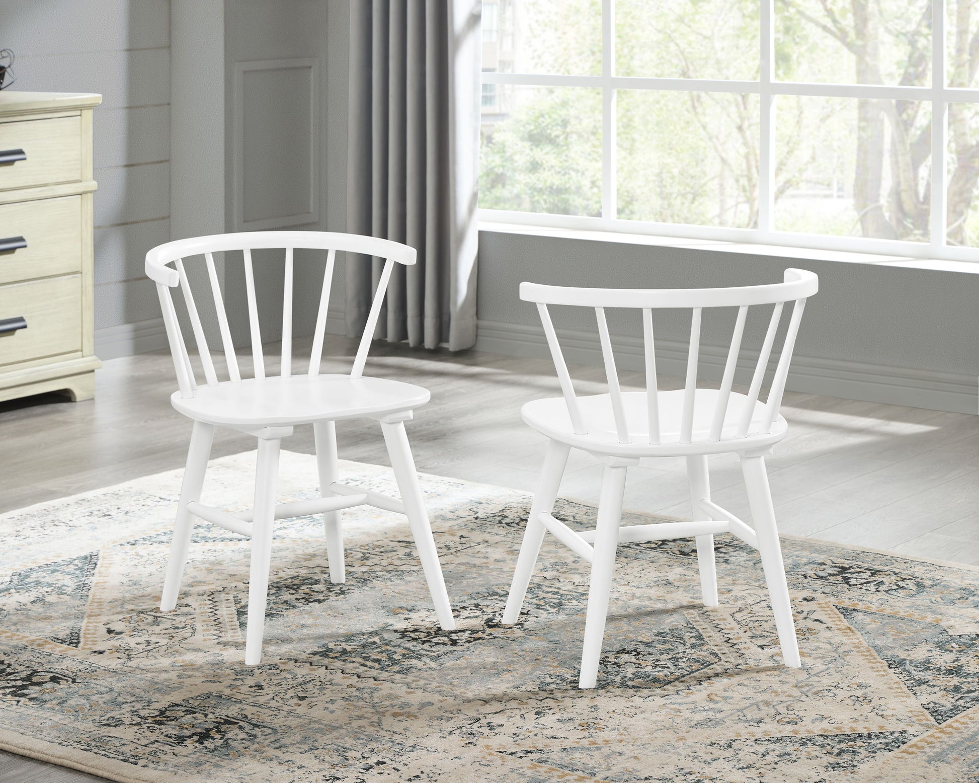 Edo - 5 Piece Dining Set, Trestle Dining Table With 4 Windsor Chairs - White - Best Buy Furniture