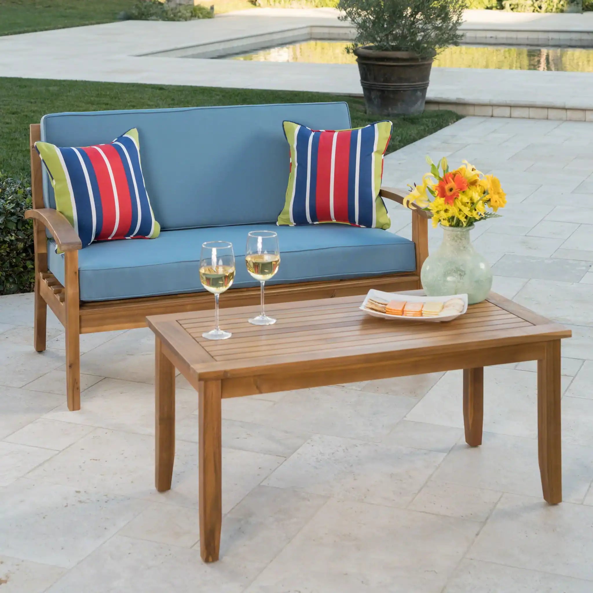 Outdoor Chat Set With Coffee Table And Loveseat - Best Buy Furniture