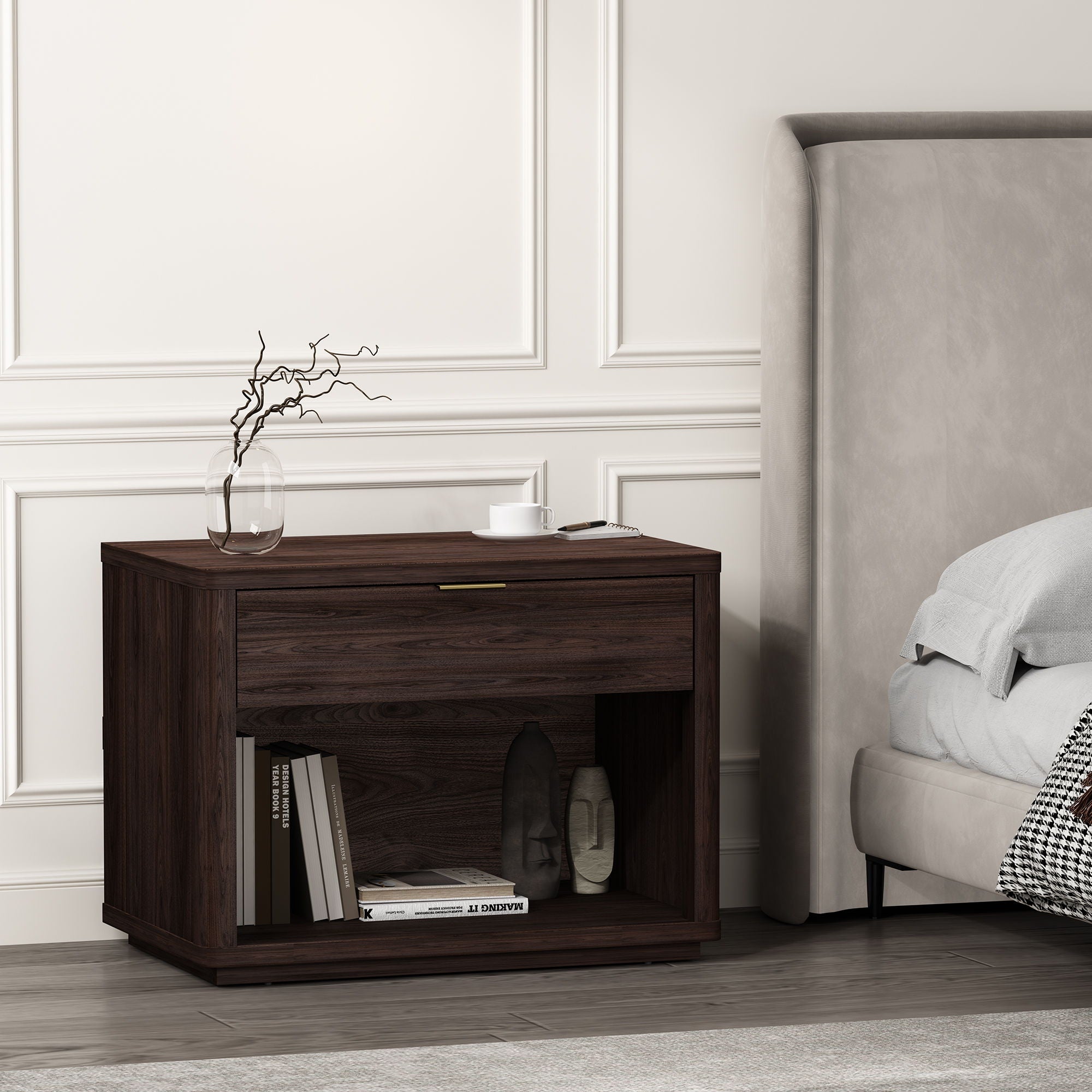 Evelyn - Nightstand With 1 Drawer And Open Shelf