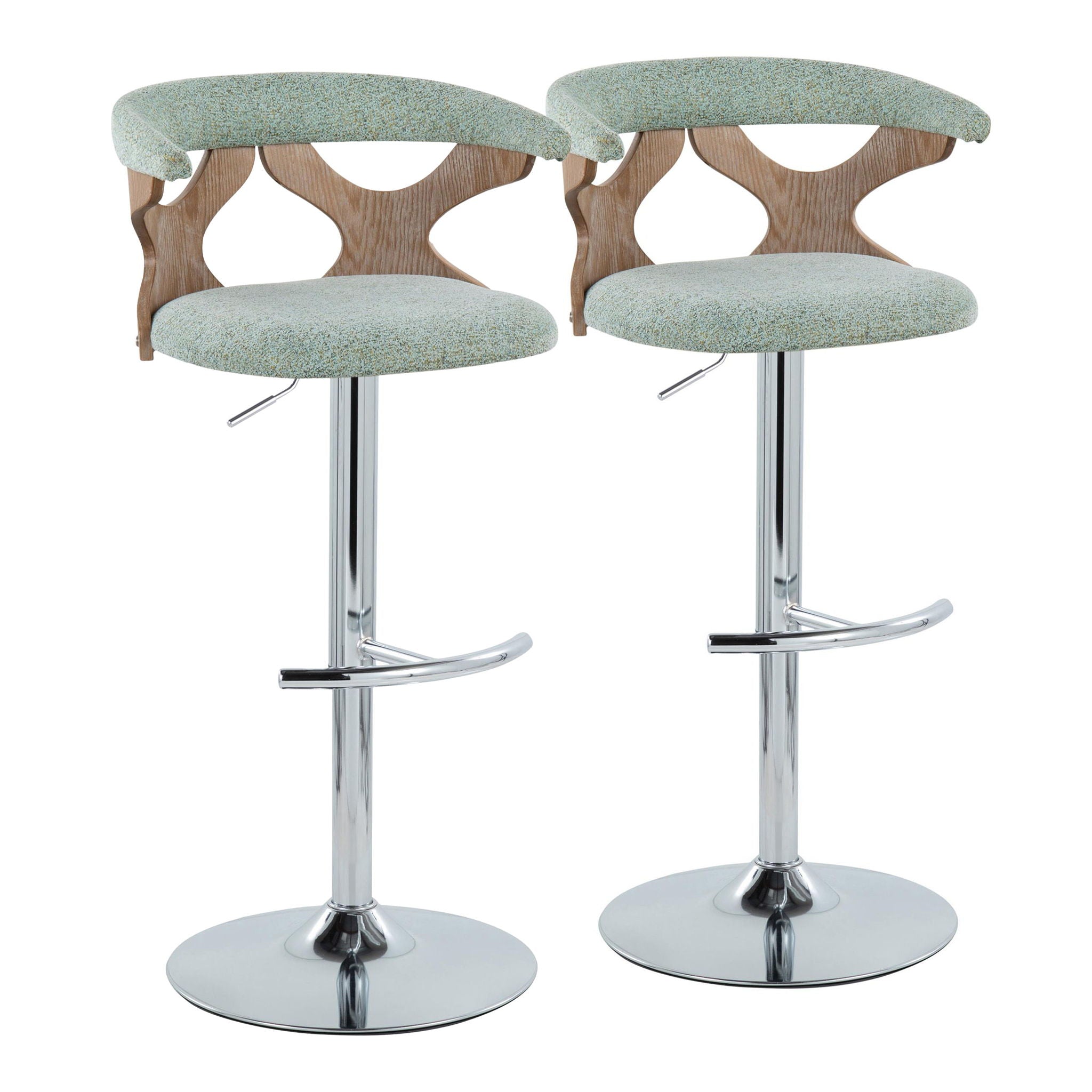 Gardenia - Contemporary Adjustable Barstool With Swivel / Rounded T Footrest (Set of 2) - Best Buy Furniture