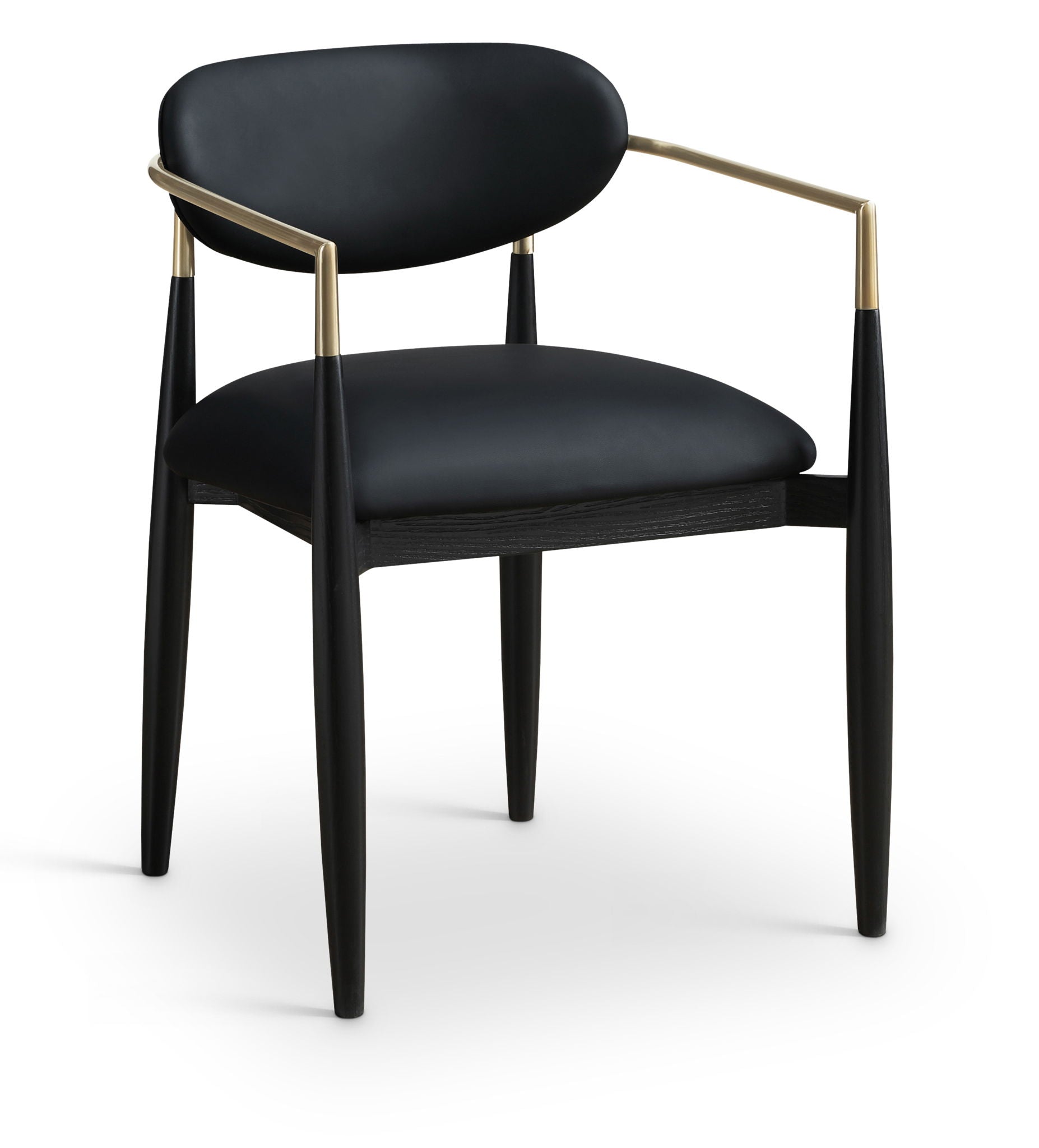 Riccio - Faux Leather Dining Arm Chair (Set of 2) - Black And Gold Frame - Best Buy Furniture