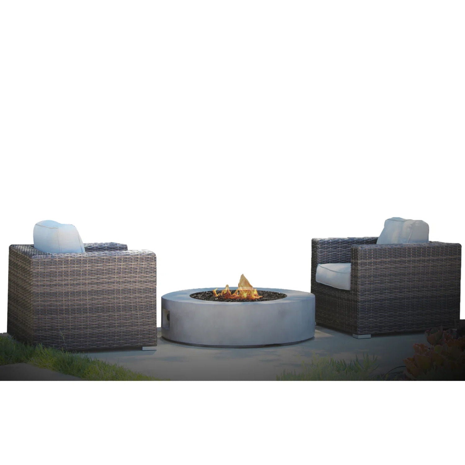 Patio Conversation Set For 2 With Cushions And Fire Pit - Brown - Best Buy Furniture
