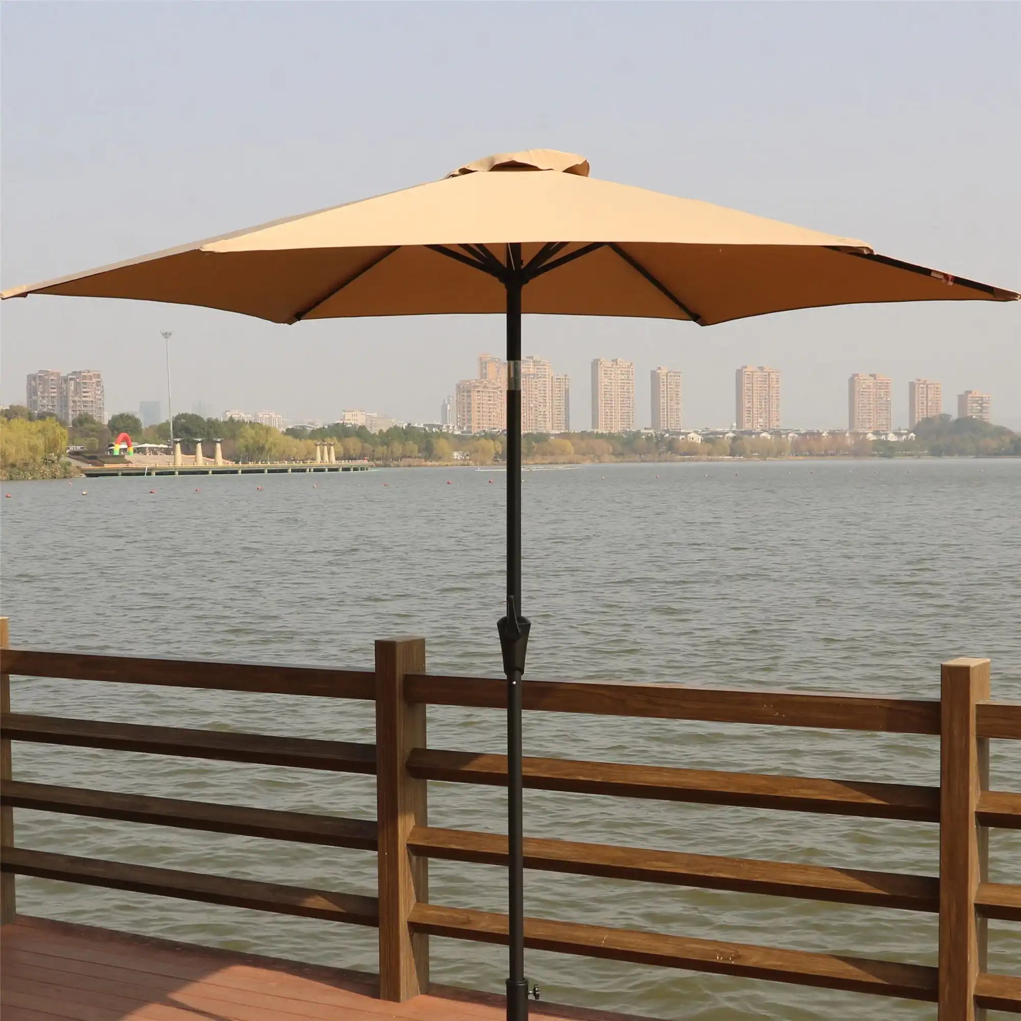 8.8' Outdoor Aluminum Patio Umbrella With 42 Pound Round Resin Umbrella Base - Best Buy Furniture