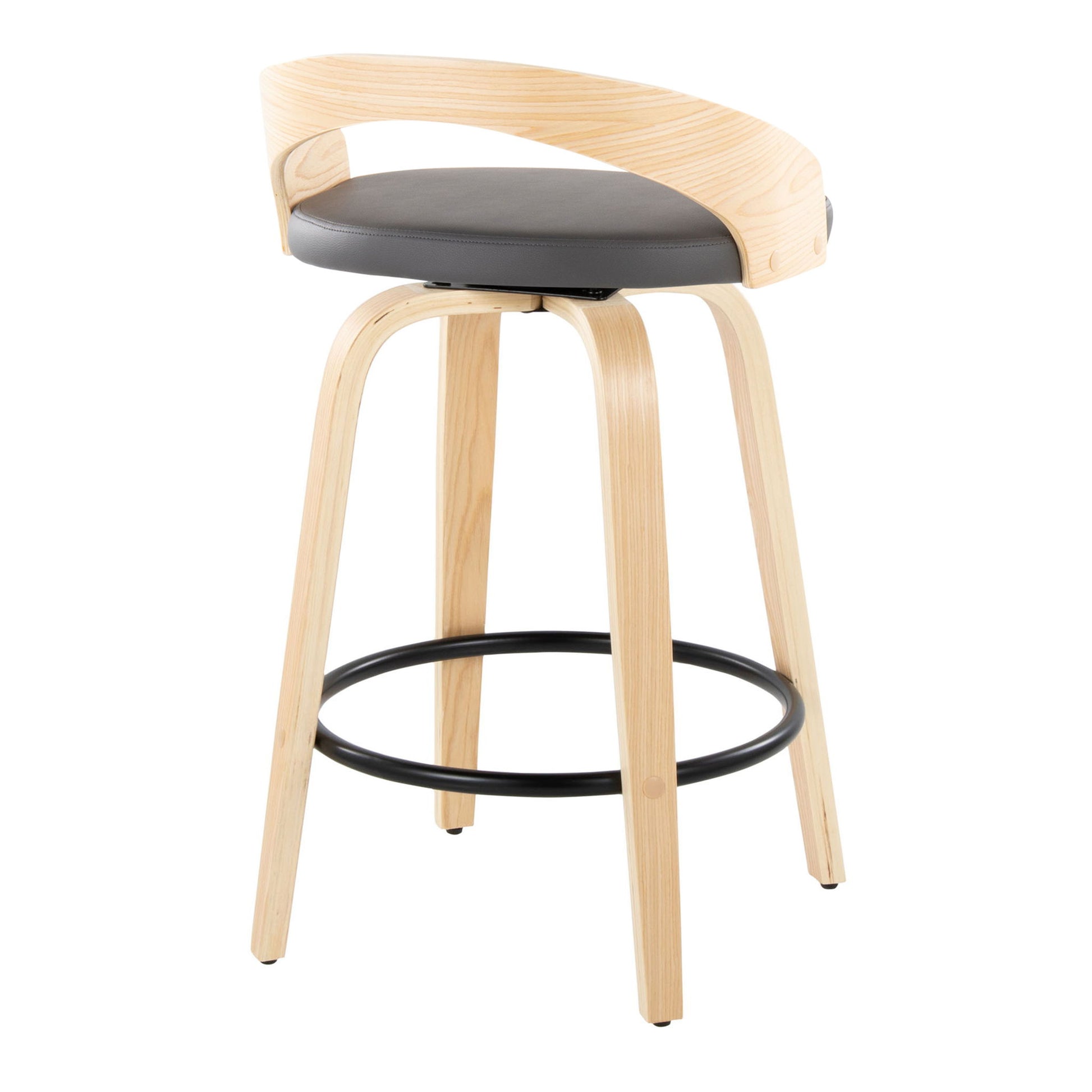 Grotto - Mid-Century Modern Fixed Height Counter Stool Swivel &h Round Footrest - Best Buy Furniture