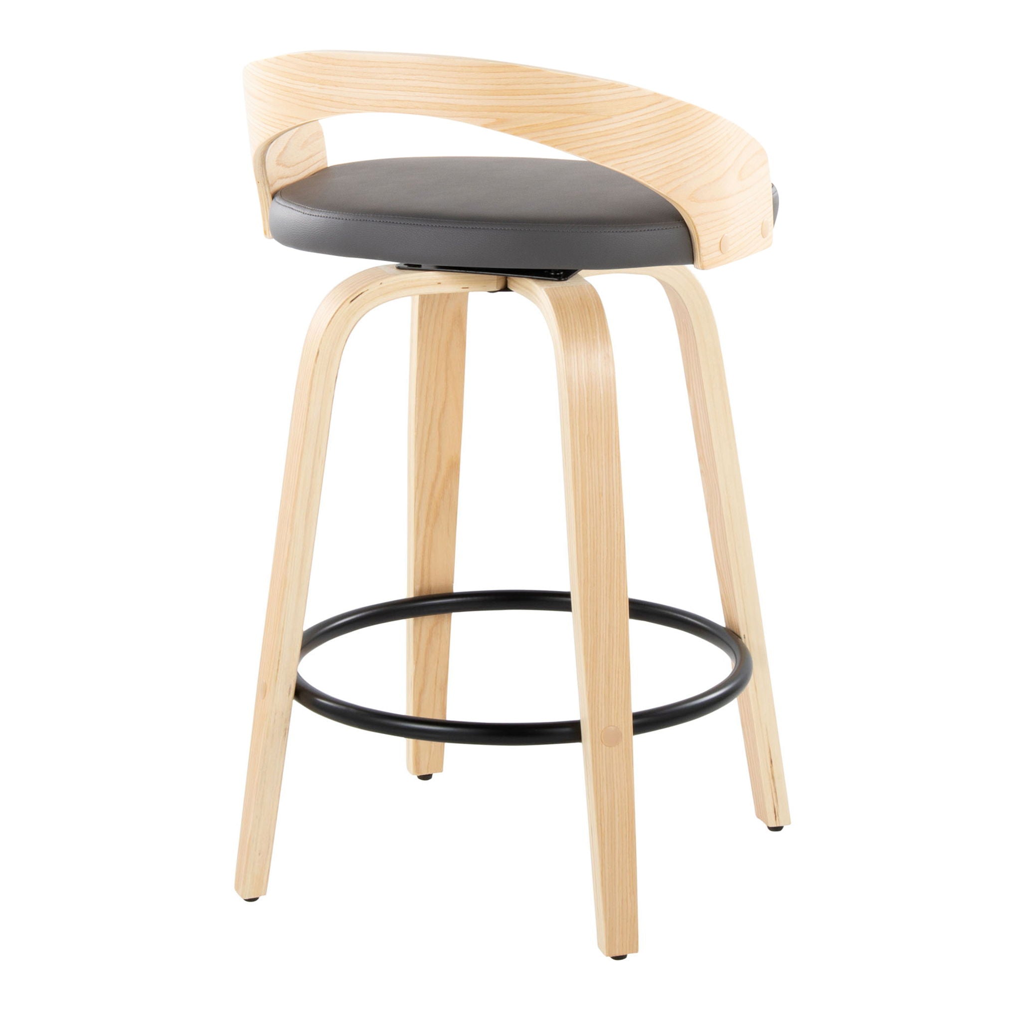 Grotto - Mid-Century Modern Fixed Height Counter Stool Swivel &h Round Footrest - Best Buy Furniture