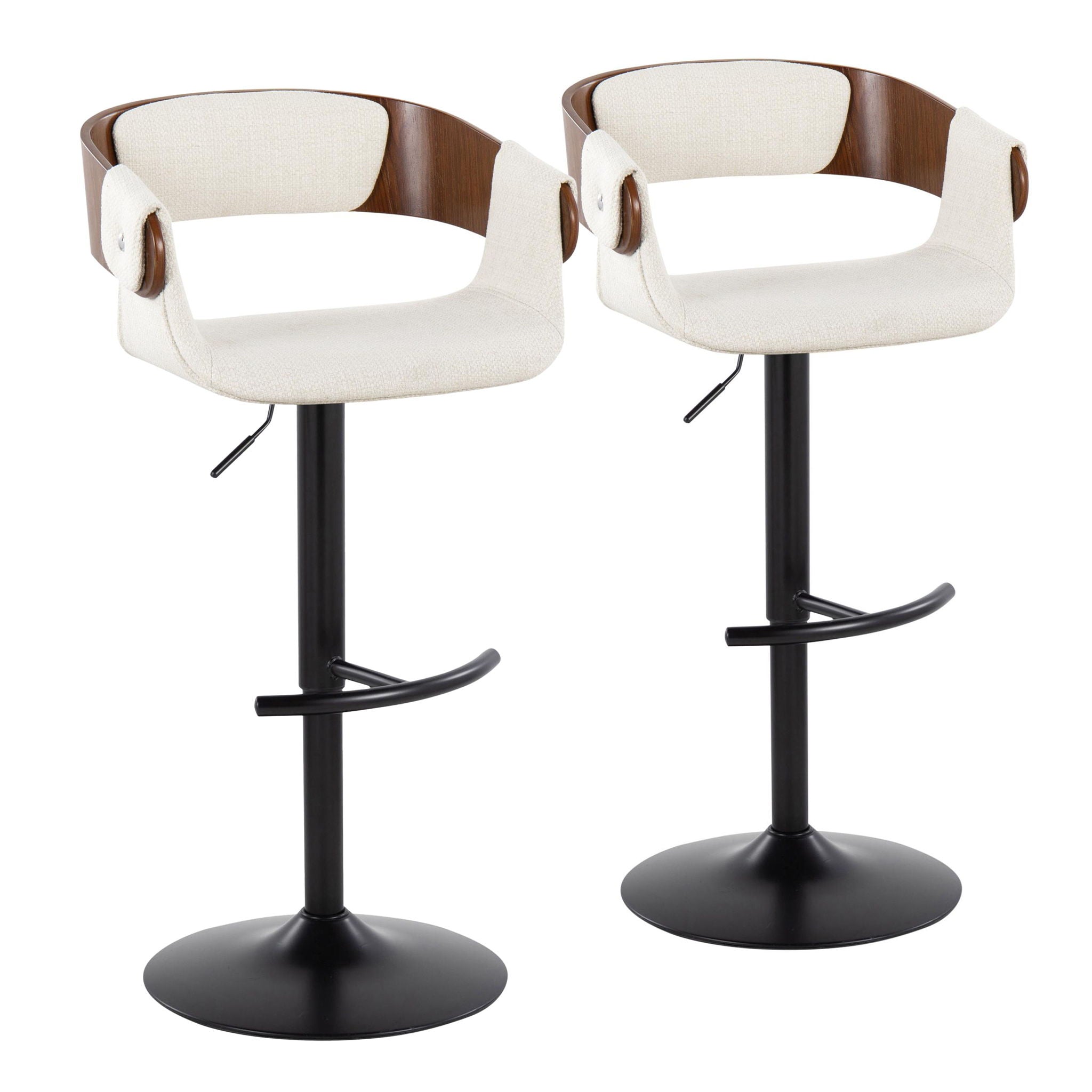 Elisa - Mid Century Modern Adjustable Barstool With Swivel & Rounded T Footrest (Set of 2) - Best Buy Furniture