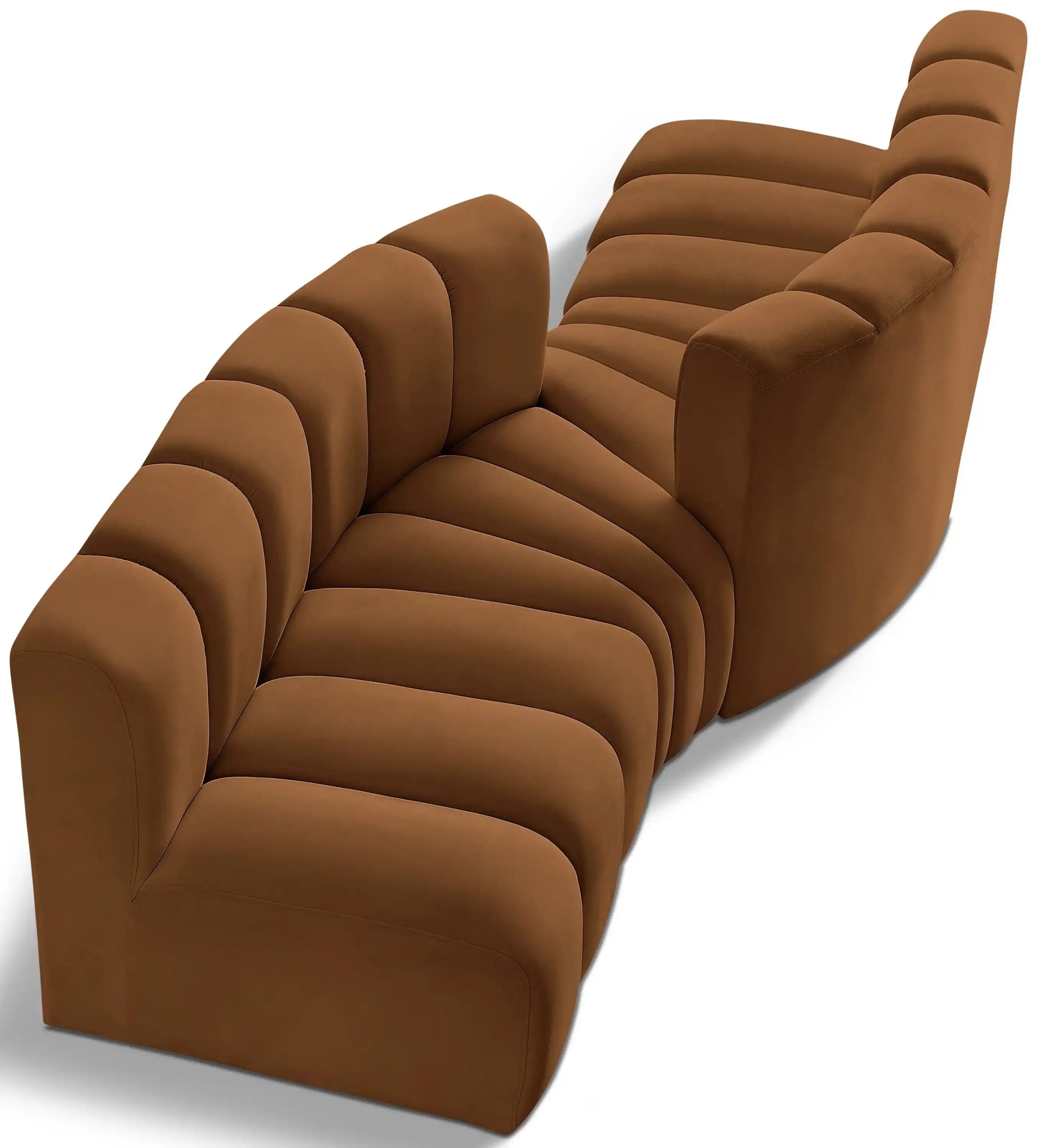 Arc - Velvet 4 Piece Sofa - Saddle - Best Buy Furniture
