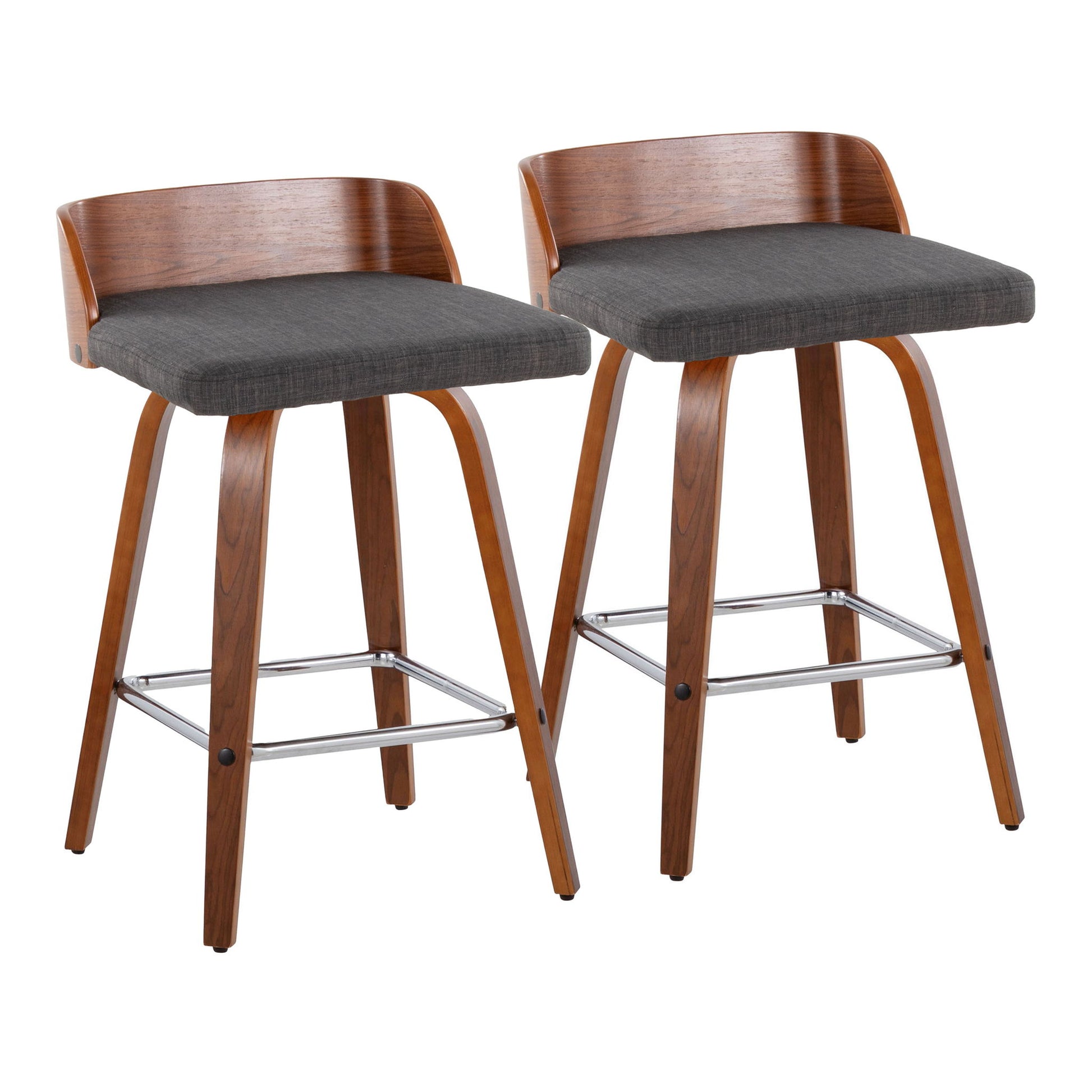 Maya - Mid Century Modern Fixed Height Counter Stool & Swivel With Square Footrest (Set of 2) - Best Buy Furniture