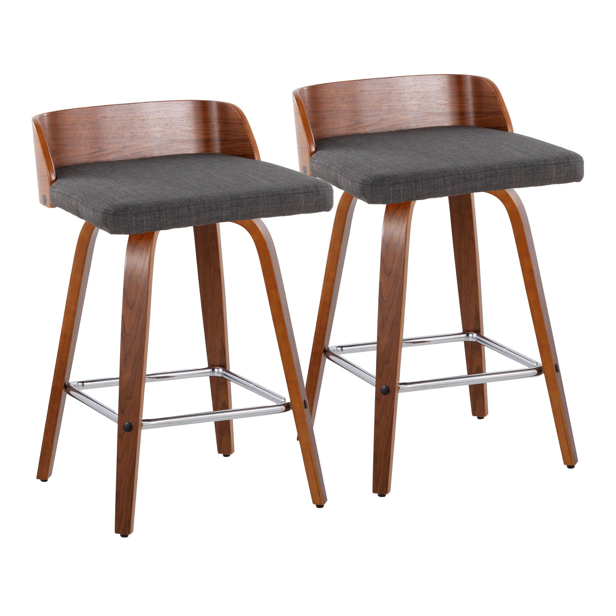 Maya - Mid Century Modern Fixed Height Counter Stool & Swivel With Square Footrest (Set of 2) - Best Buy Furniture