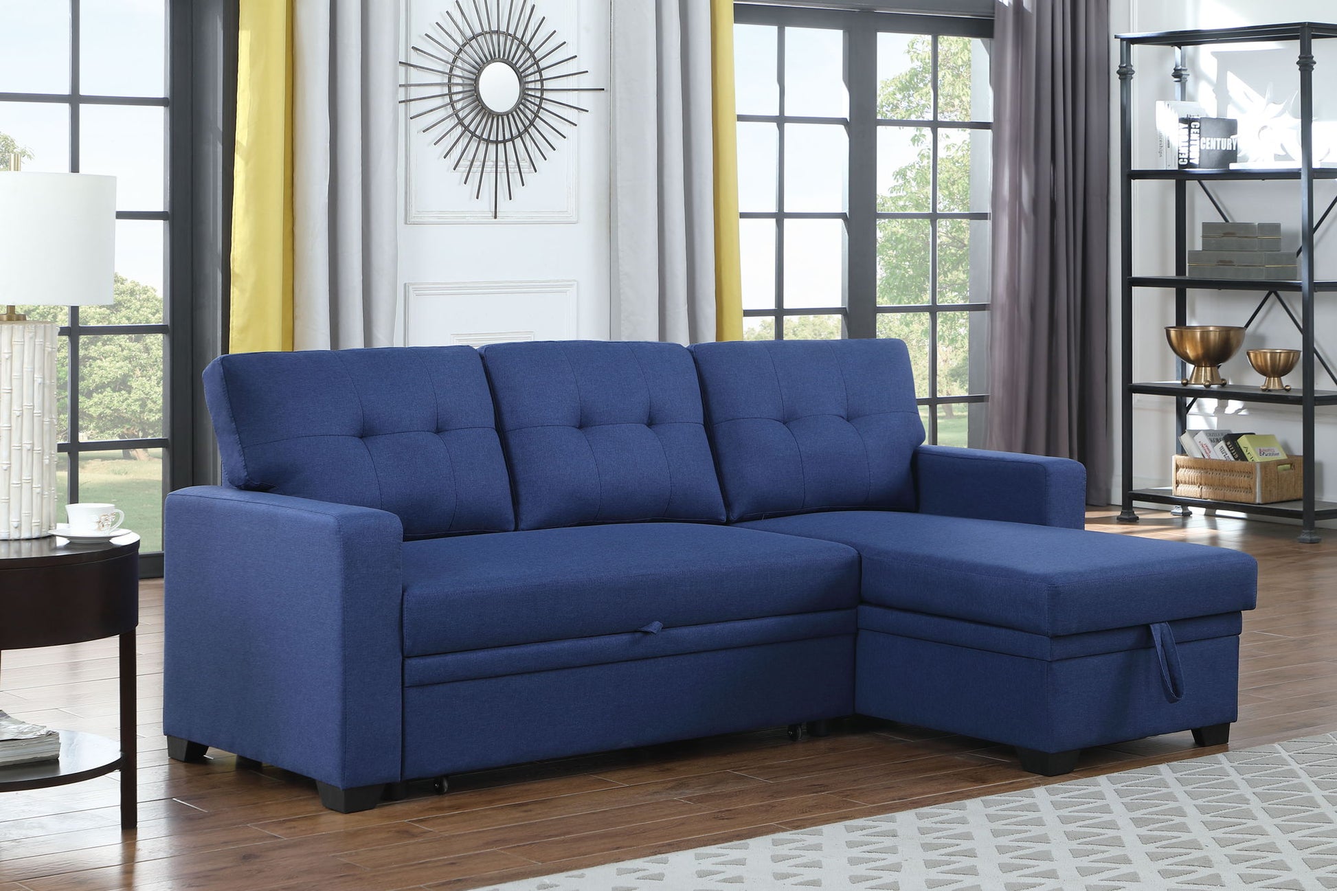 Upholstered Pull Out Sectional Sofa With Chaise - Best Buy Furniture