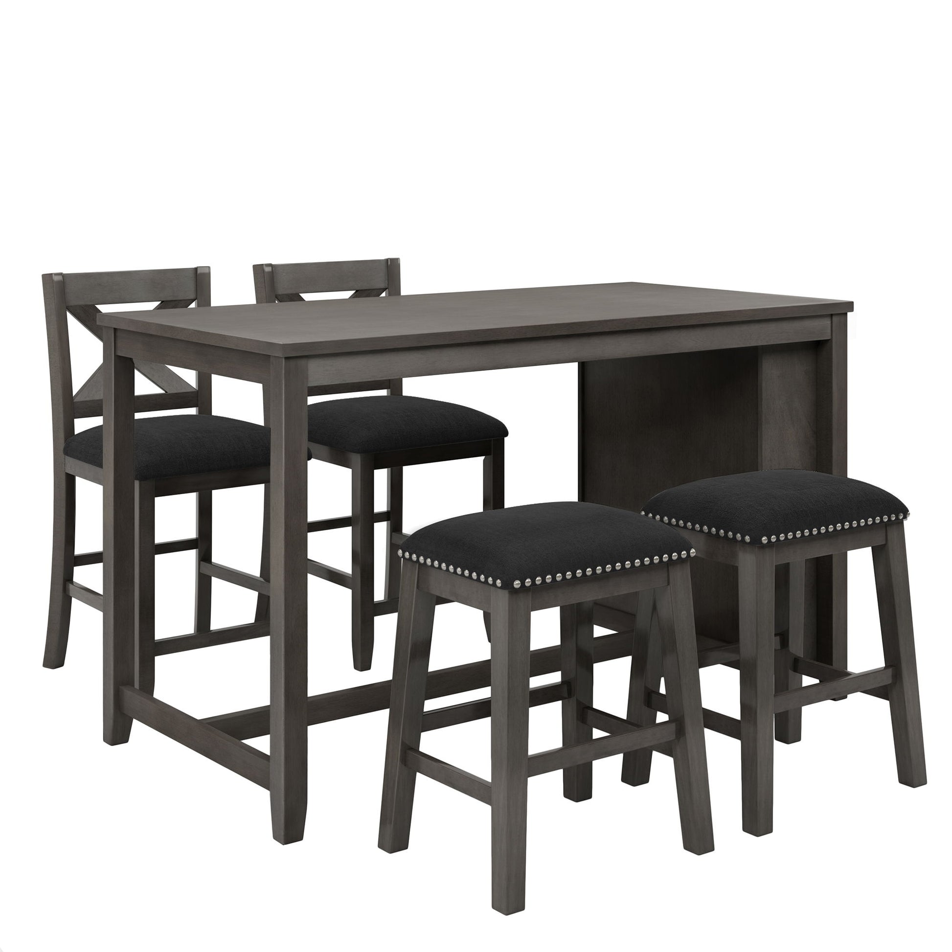 5 Pieces Counter Height Rustic Farmhouse Dining Room Wooden Bar Table Set With 2 Stools And 2 Chairs - Best Buy Furniture