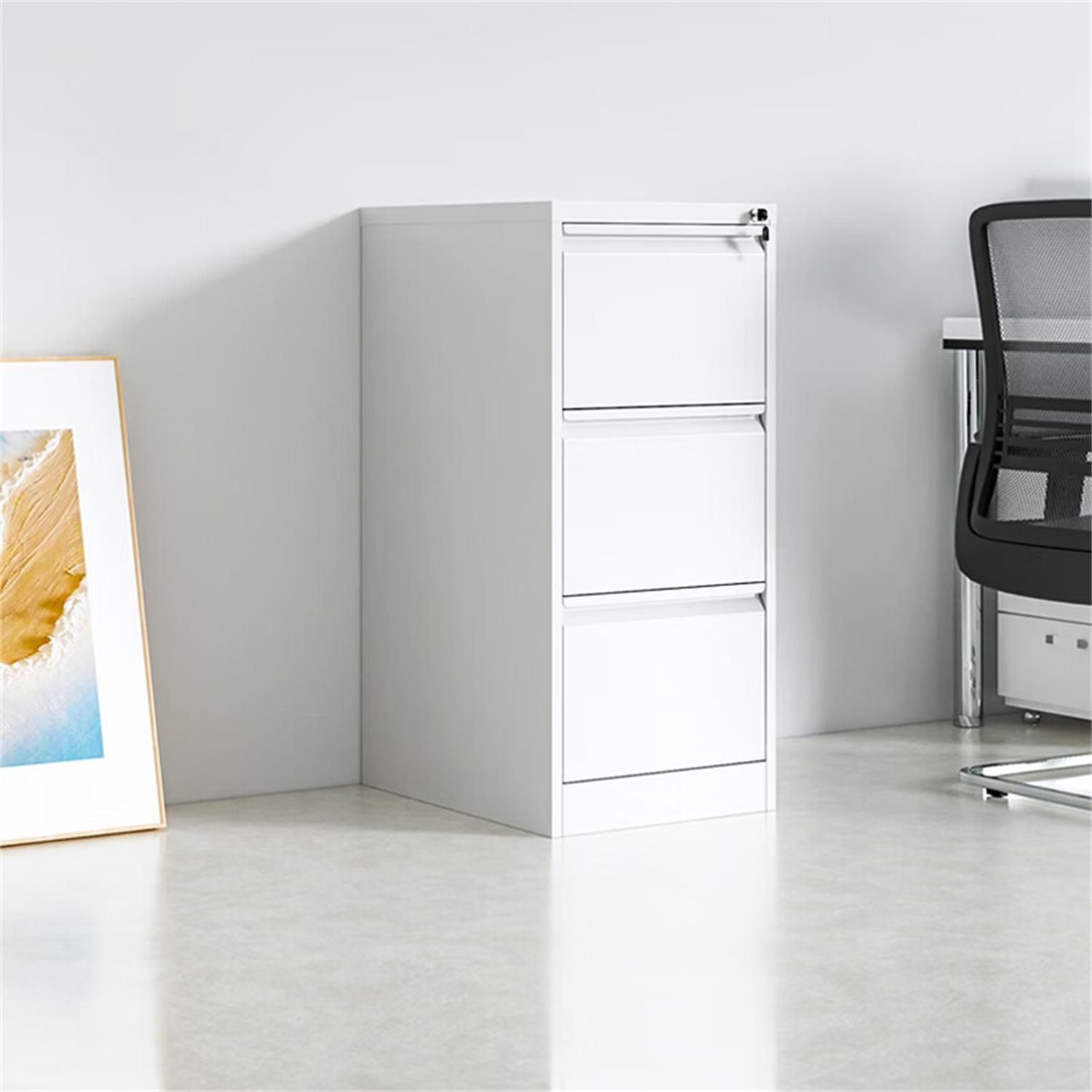 Durable Metal 3 Drawer File Cabinet With Lock For Office Storage - Best Buy Furniture