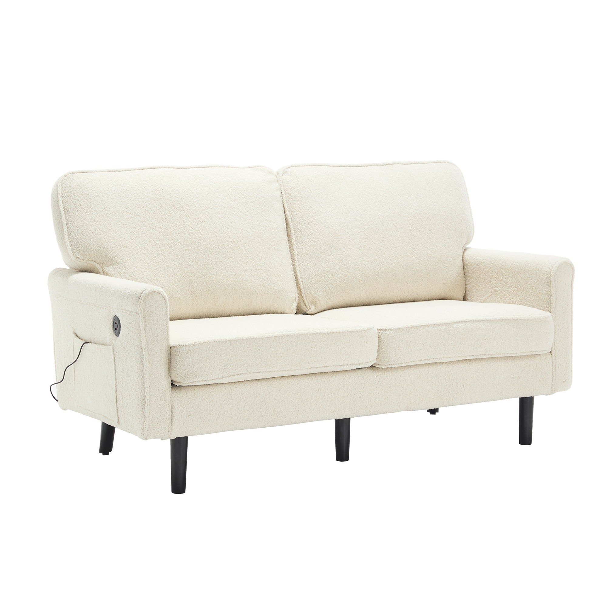 Mid Century Modern Loveseat Sofa With USB Ports, Removable Pillow Cover - Best Buy Furniture