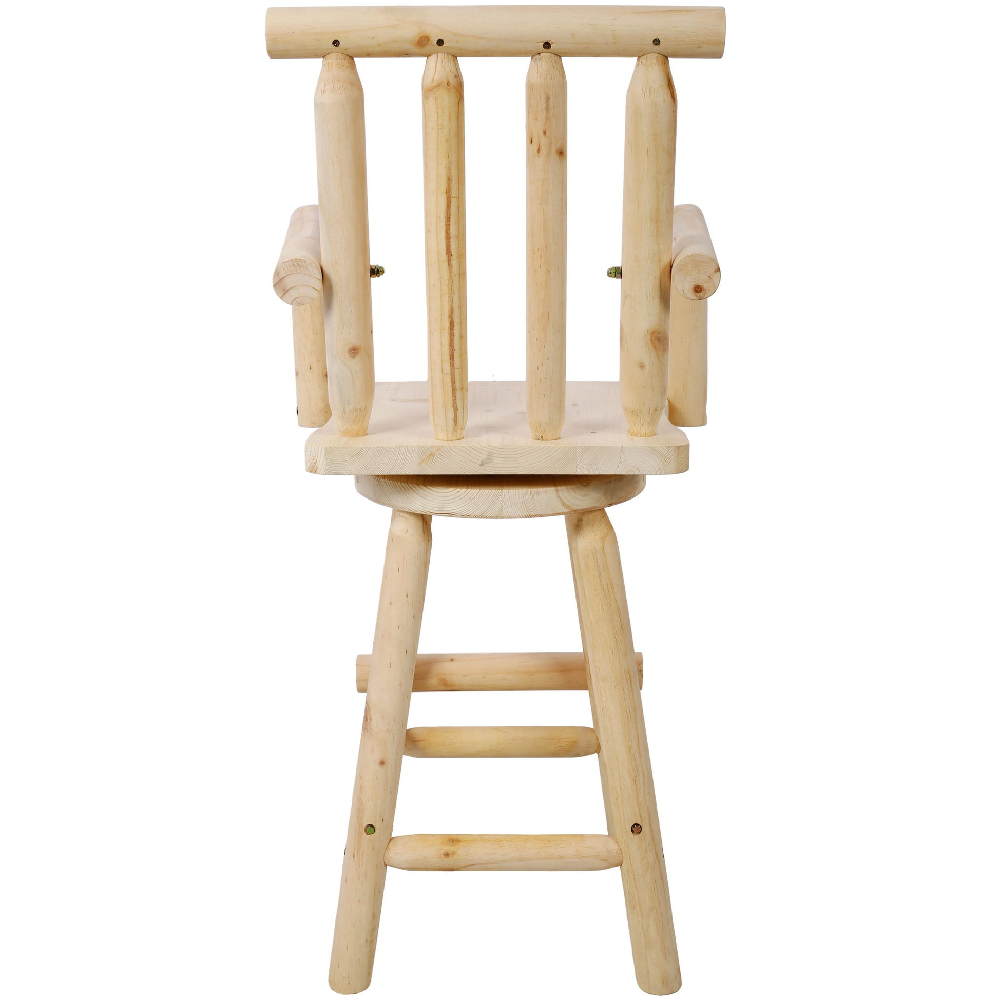 Rustic Bar Stool, Fir Wood Construction, Wide Armrest - Best Buy Furniture