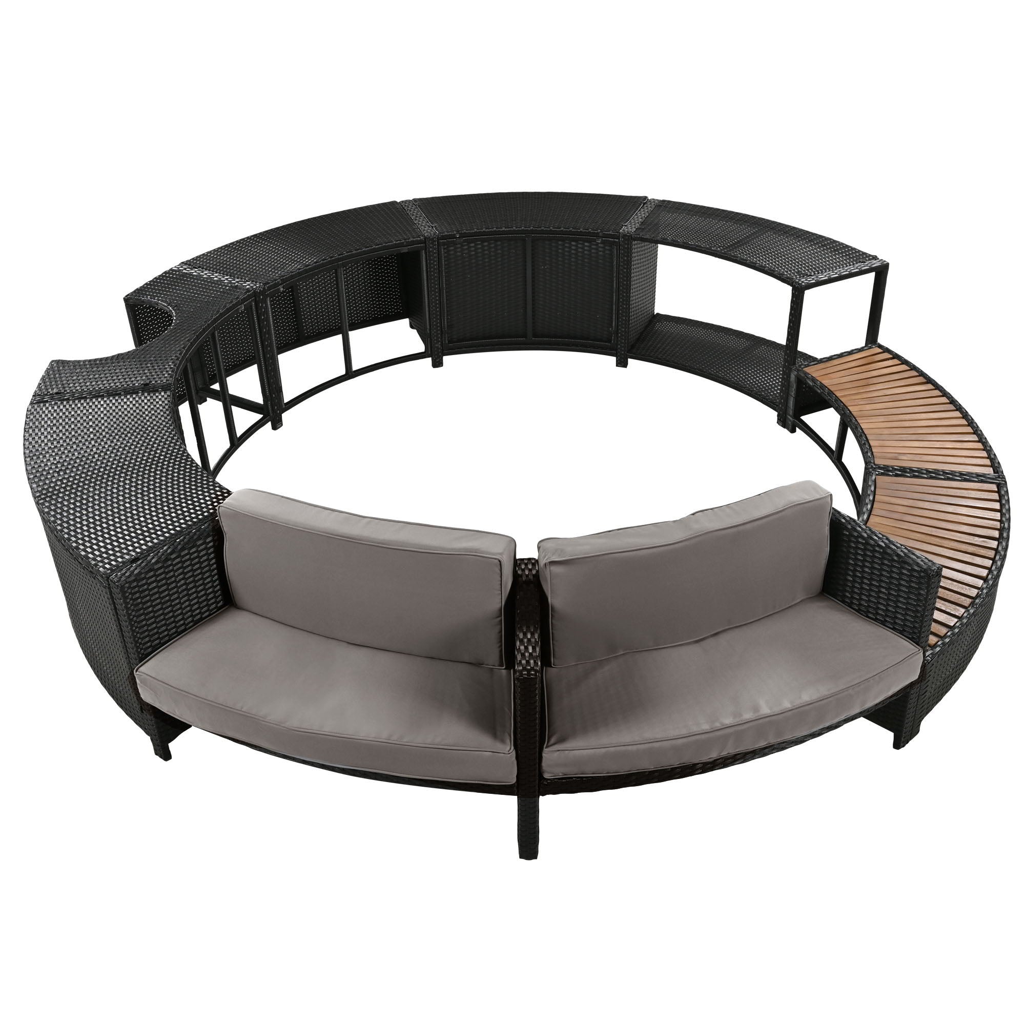 Spa Surround Spa Frame Patio Rattan Sofa Set With Storage Spaces, Mini Sofa And Comfortable Cushion For Patio, Backyard - Best Buy Furniture