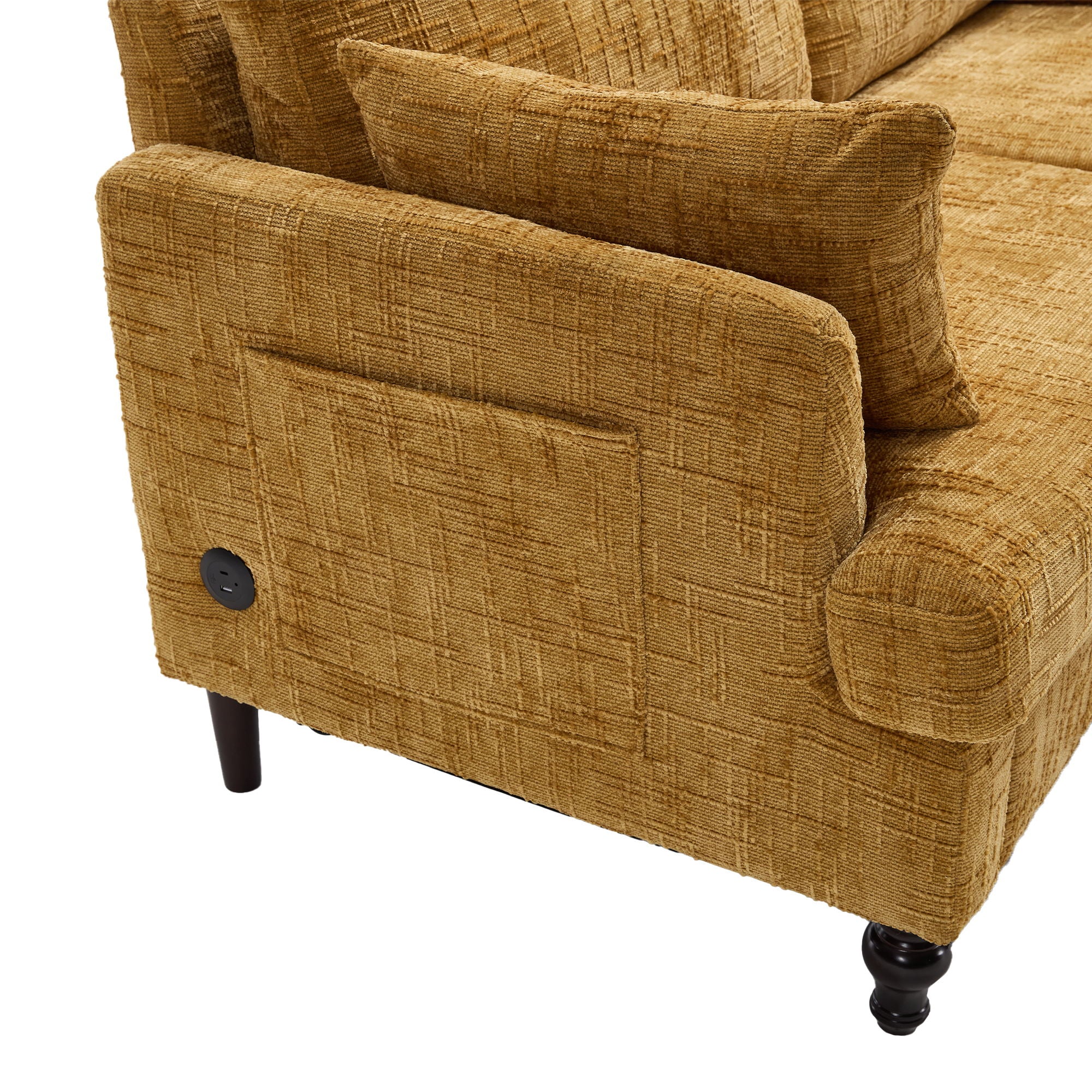 Chenille 2 Seater Sofa With LED Light, USB Charging Port, And Storage Bag - Best Buy Furniture