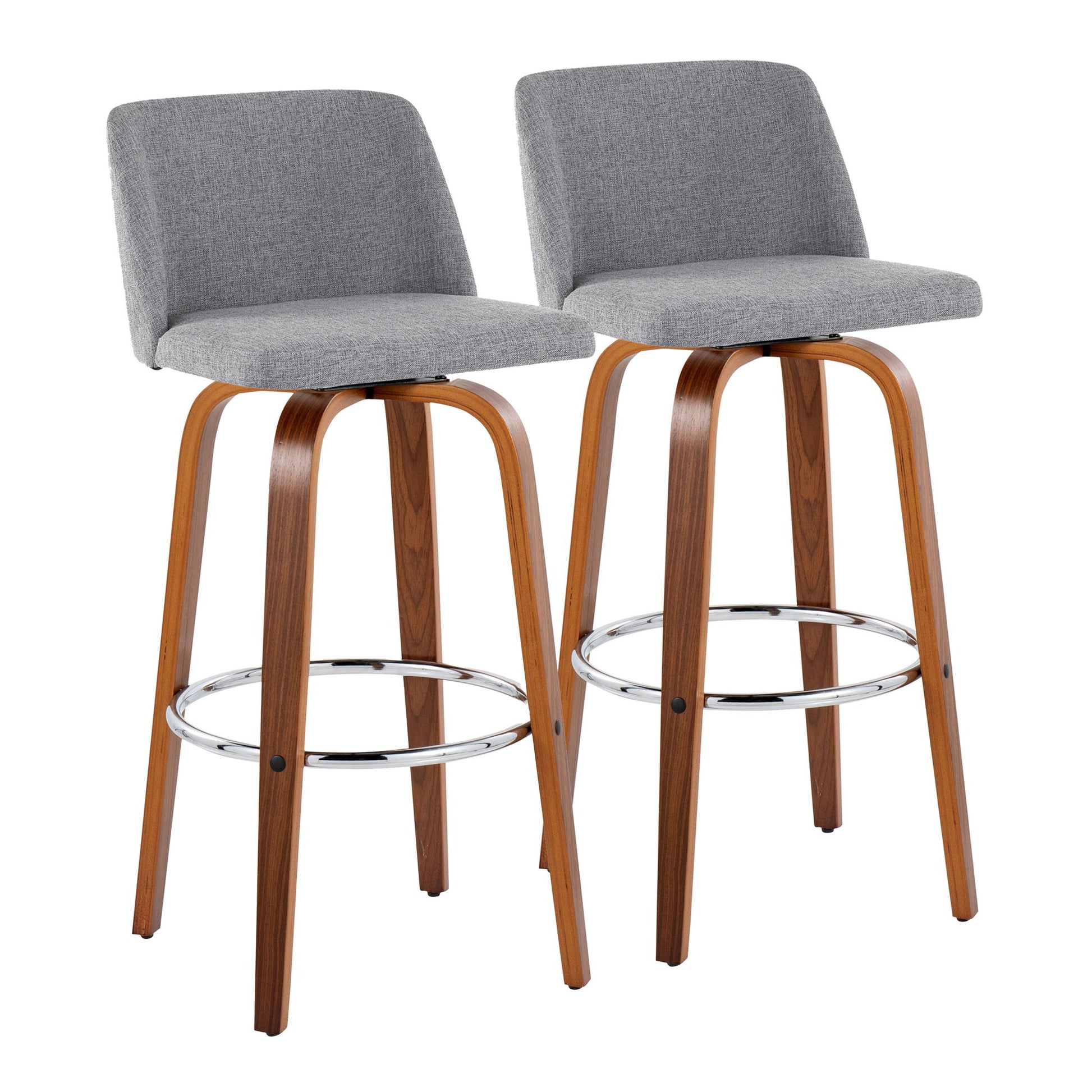 Toriano - Mid Century Modern Fixed Height, Barstool With Swivel With Round Footrest (Set of 2) - Best Buy Furniture