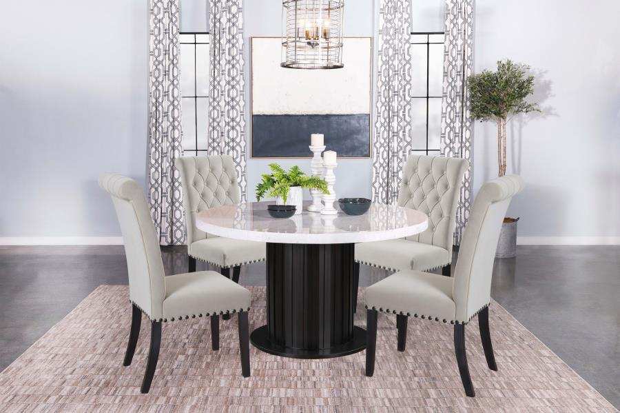 Sherry - Round Marble Top Dining Table Set - Best Buy Furniture