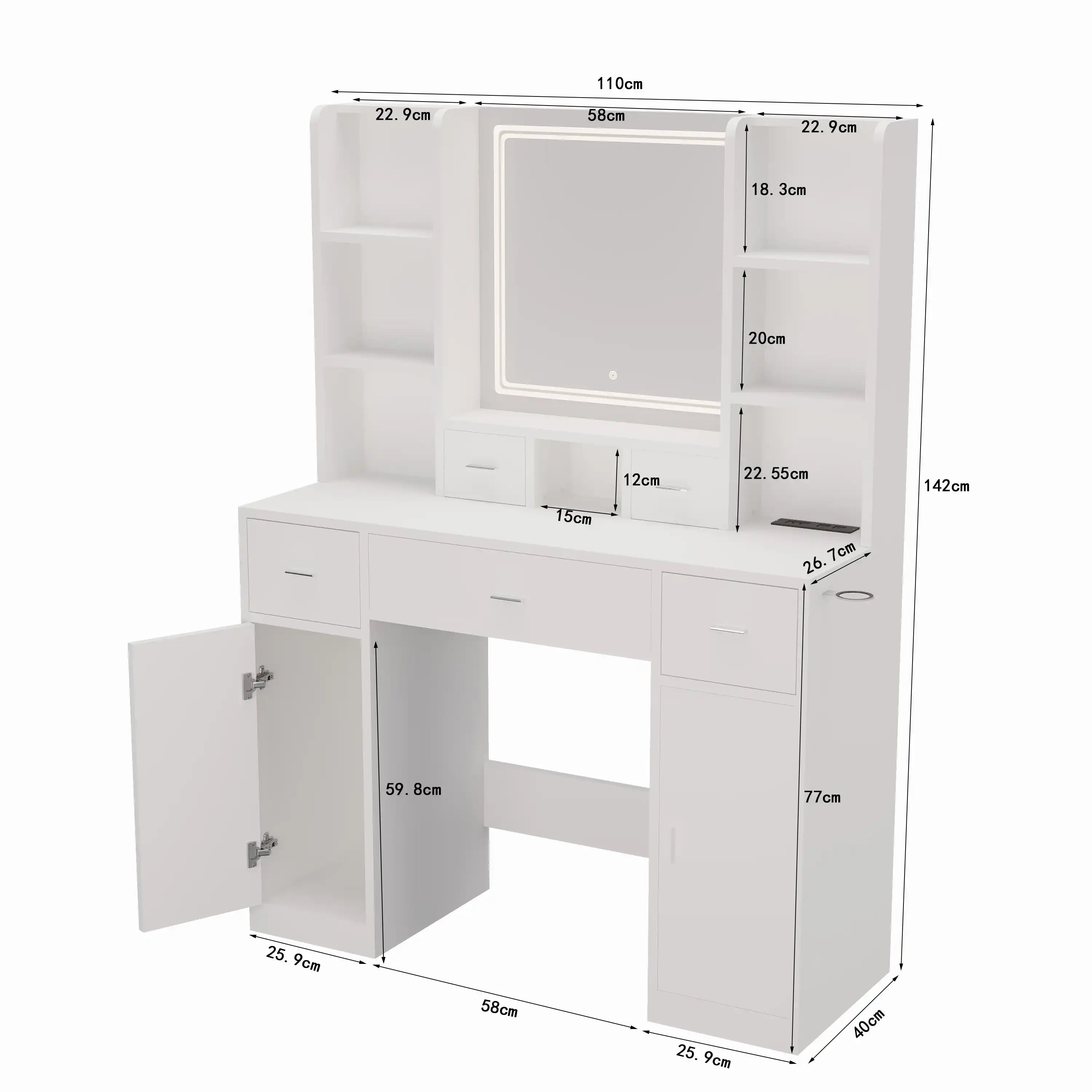 Jolie White Modern Makeup Vanity With LED Mirror - Best Buy Furniture