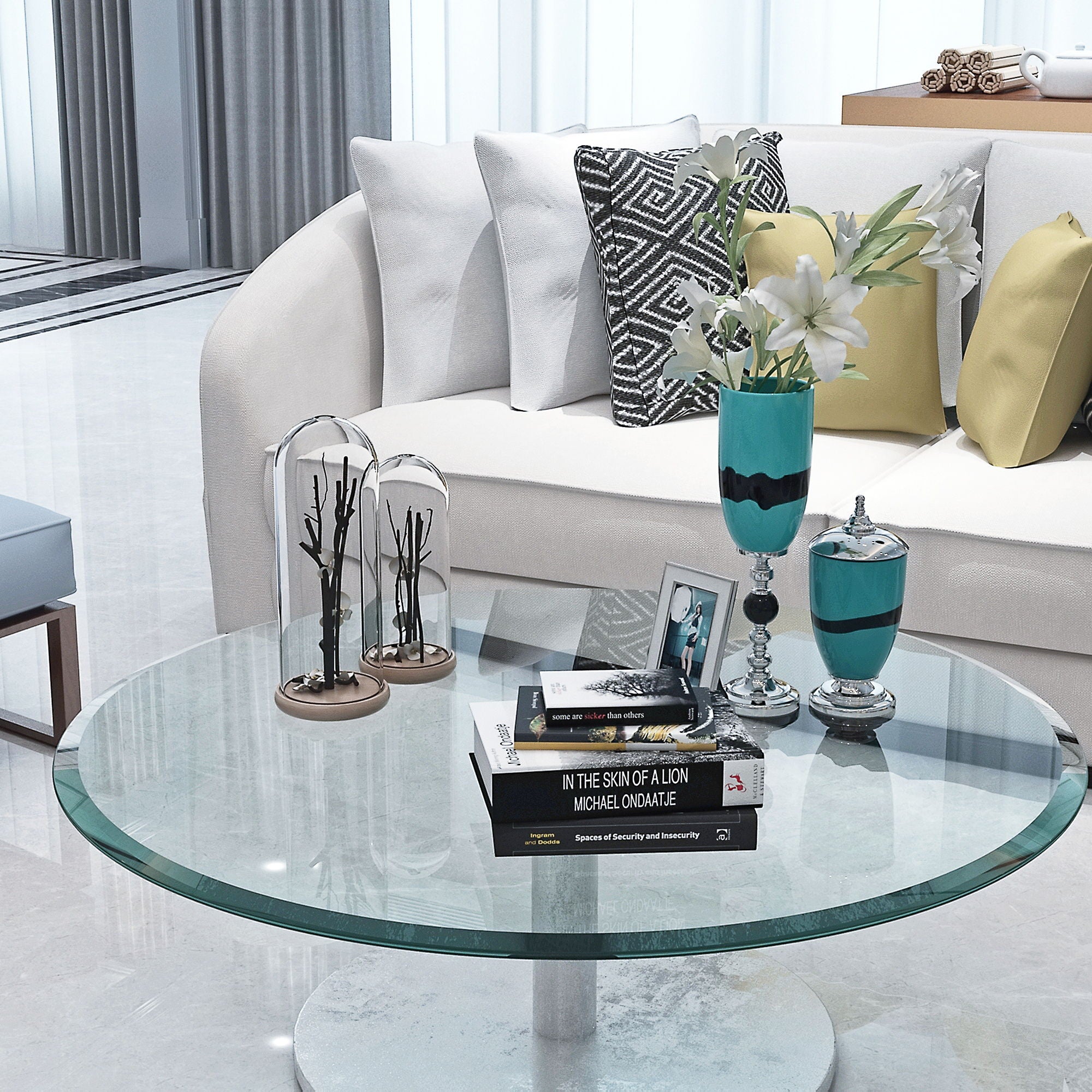 30" Round Tempered Glass Table Top Clear Glass 2 / 5" Thick Beveled Polished Edge - Transparent - Best Buy Furniture