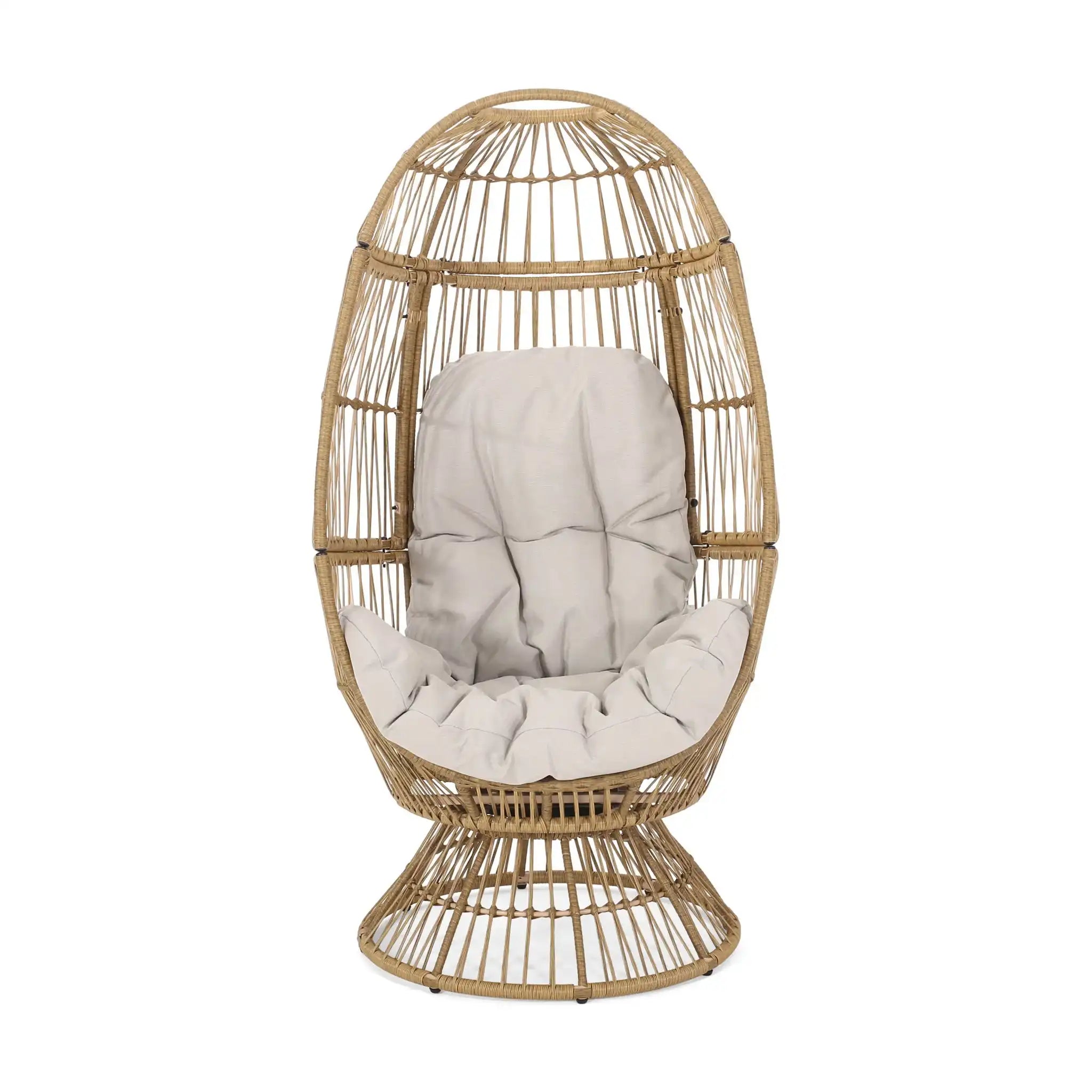Patio Swivel Basket Egg Chair With Cushion - Best Buy Furniture