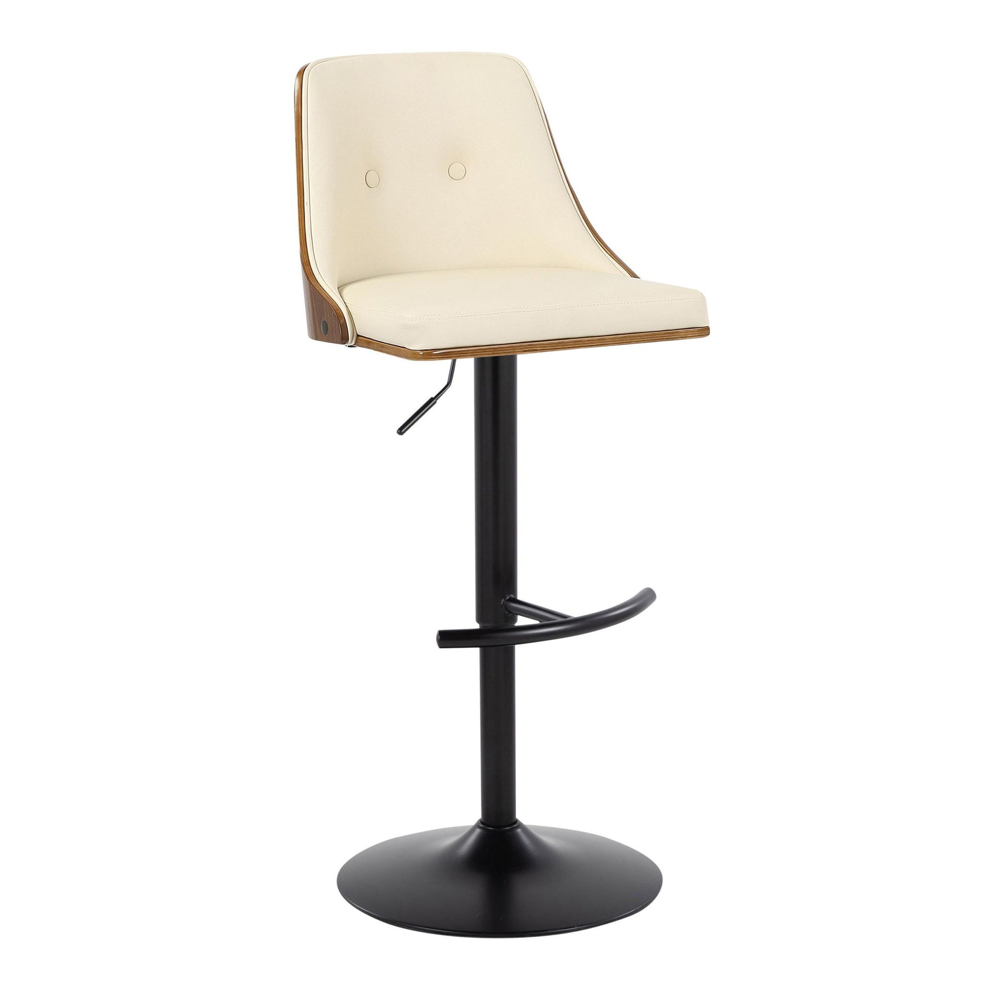 Gianna - Mid Century Modern Adjustable Barstool, Swivel With Rounded T Footrest (Set of 2) - Best Buy Furniture