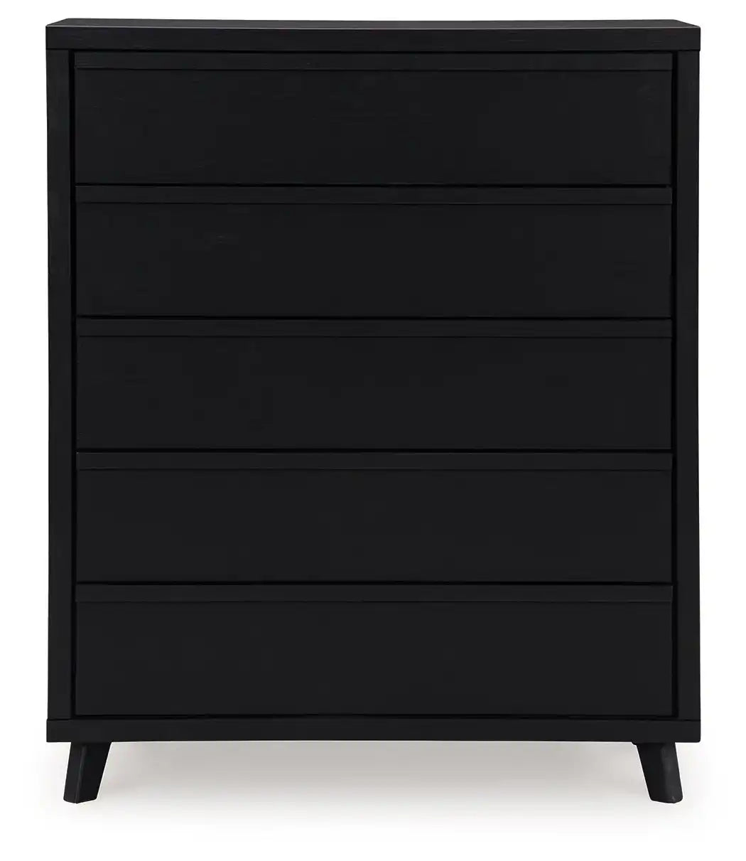 Danziar - Five Drawer Wide Chest - Black - Best Buy Furniture