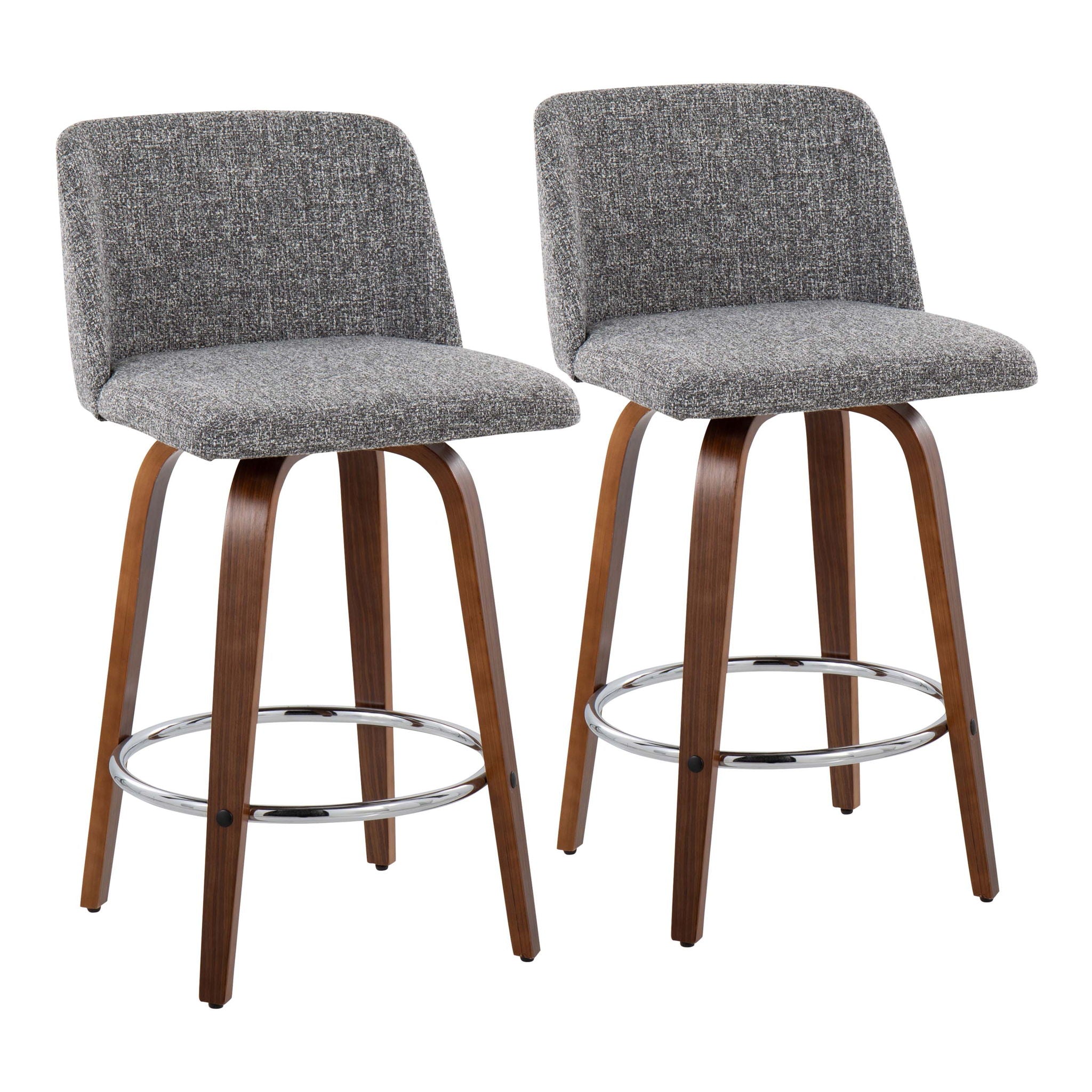 Toriano - Mid-Century Modern Fixed Height Counter Stool With Round Footrest (Set of 2) - Best Buy Furniture
