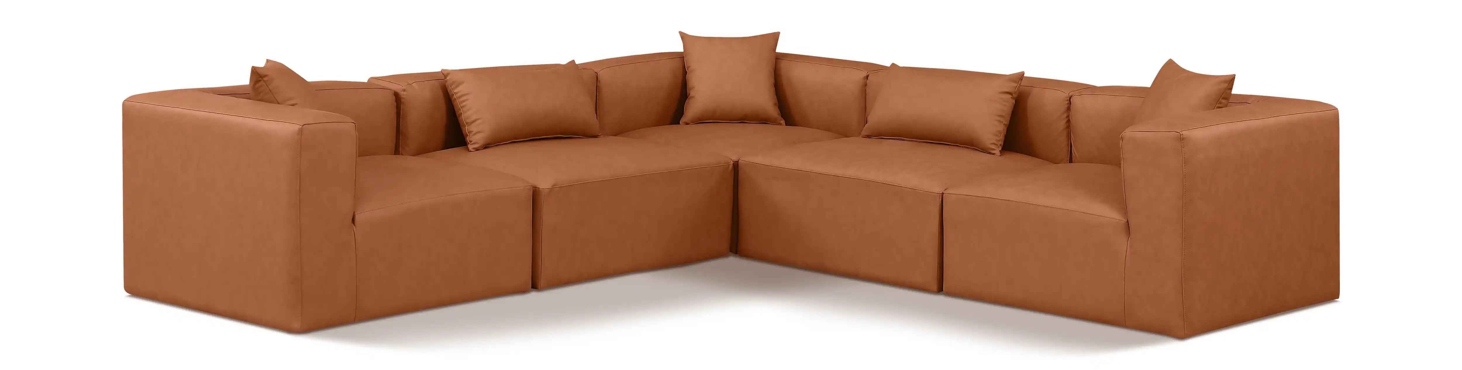 Cube - 5 Piece Modular Corner Sectional - Cognac - Best Buy Furniture