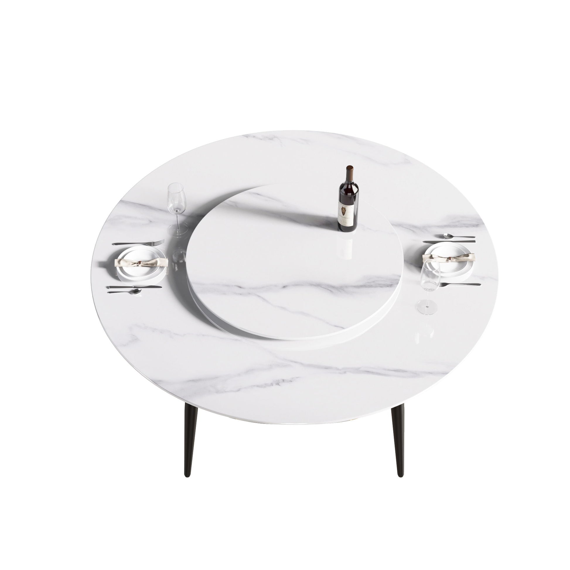 Modern Artificial Stone Round Dining Table, Can Accommodate 6 People Artificial Stone Turntable - White - Best Buy Furniture