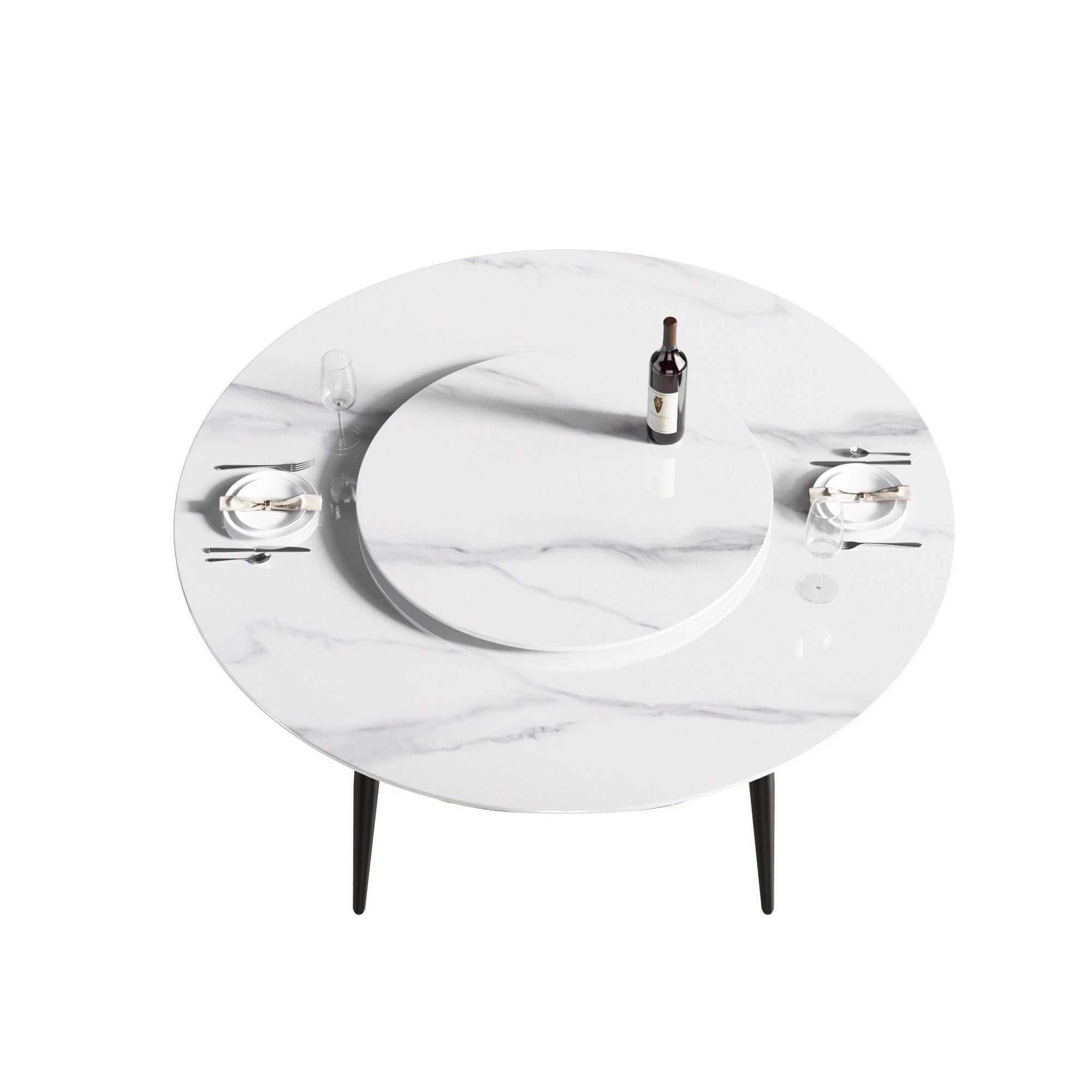 Modern Artificial Stone Round Dining Table, Can Accommodate 6 People Artificial Stone Turntable - White - Best Buy Furniture