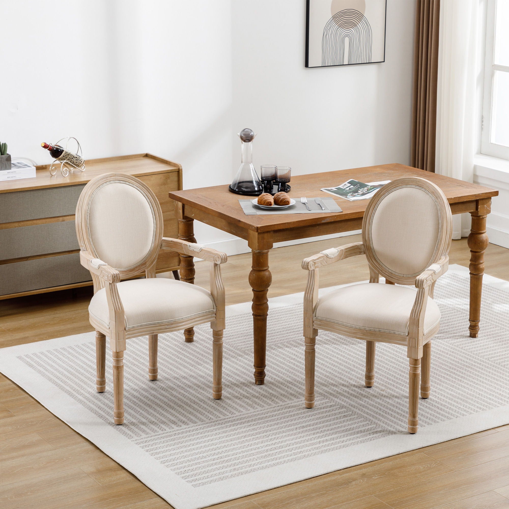 French Vintage Upholstered Fabric Dining Armchair (Set of 2) - Best Buy Furniture