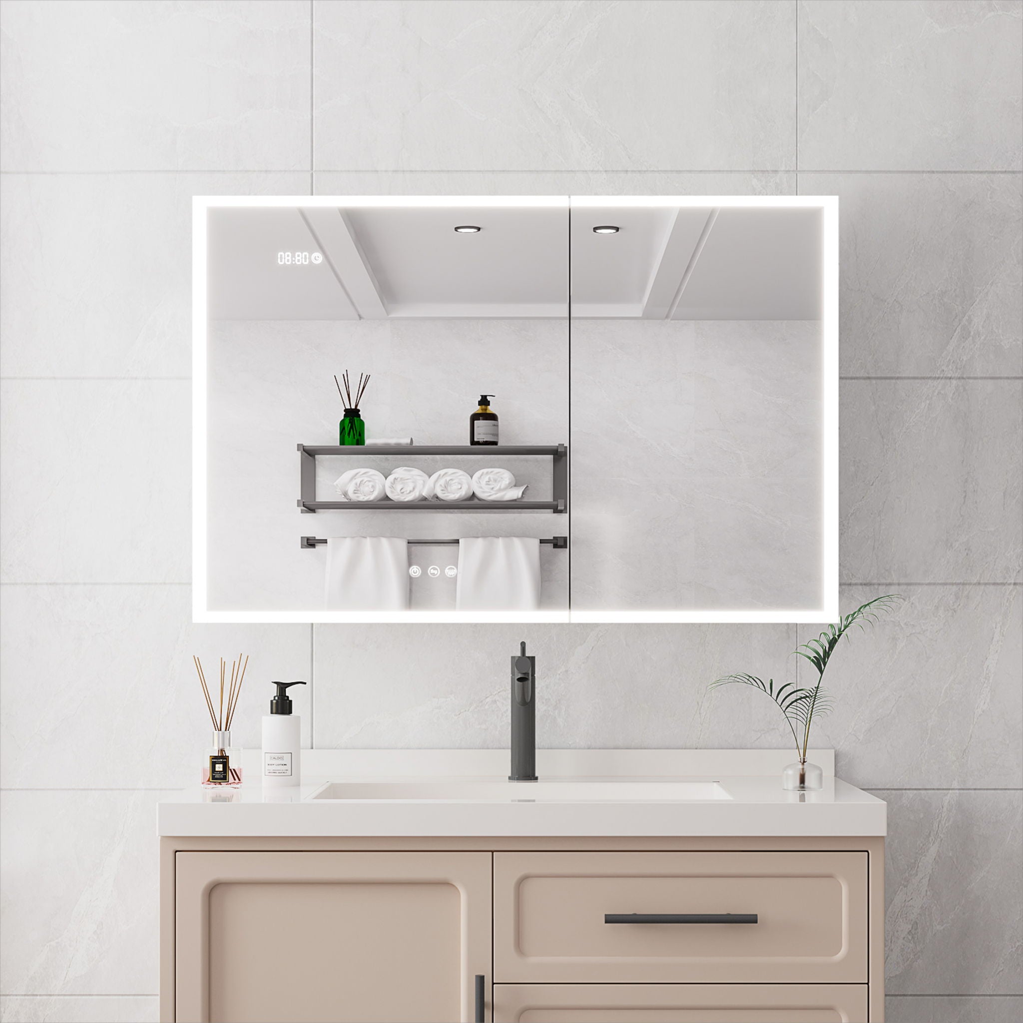 Bathroom Medicine Cabinet With Lights, LED Medicine Cabinet With Mirror, Lighted Medicine Cabinet With Defogger - Best Buy Furniture